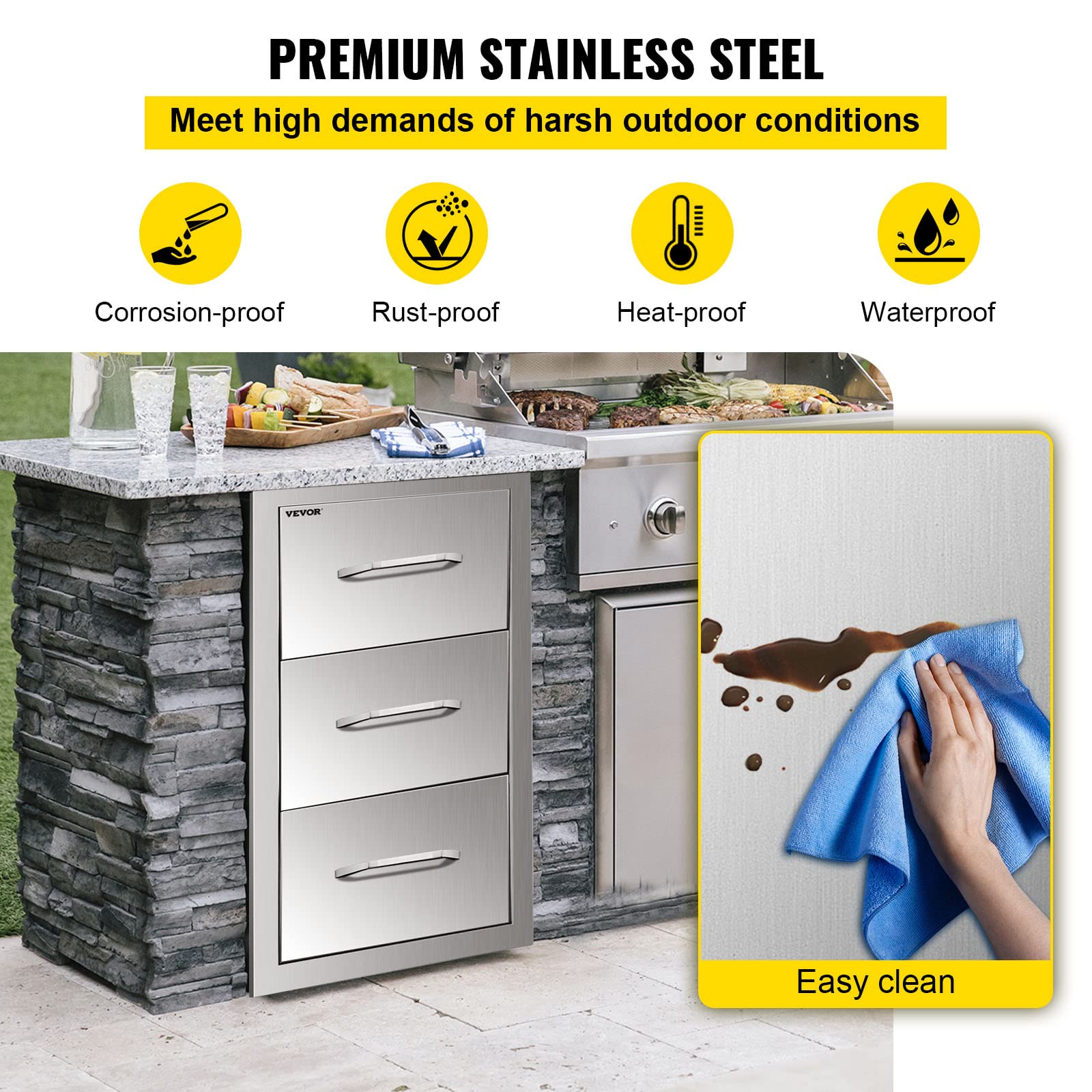 VEVOR Stainless Steel Outdoor Kitchen Cabinets 16