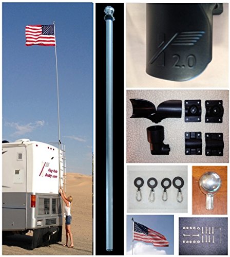 FlagPole Buddy RV Flag Pole Kit - 22 Feet Extendable Telescopic Flagpole with Heavy Duty Base & American USA Flag - Perfect for RV Camping, Tailgating, Boating & Outdoor Patriotic Displays