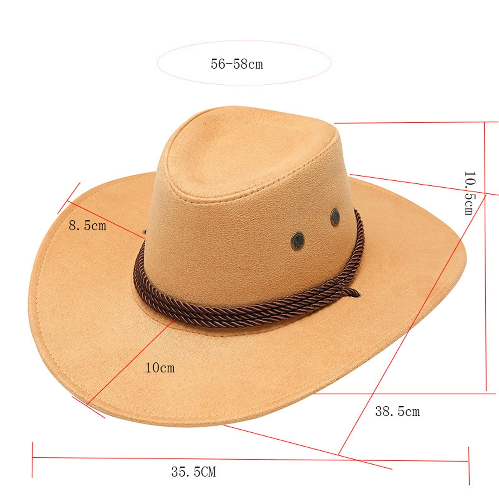 Olesa Western Cowboy Hat for Women & Men - Pinch Front Wide Brim Felt Fedora Hat - Perfect for Rodeo, Country Music Festivals & Outdoor Adventures