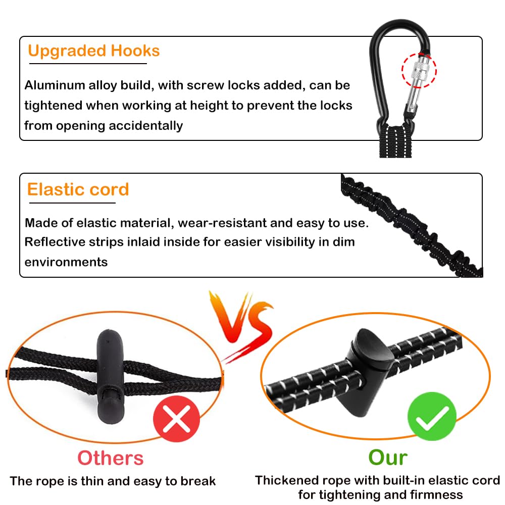 5 Pack Retractable Tool Lanyard with Carabiner - 30lb Weight Limit for Hand Tools (Workshop/Safety Use)