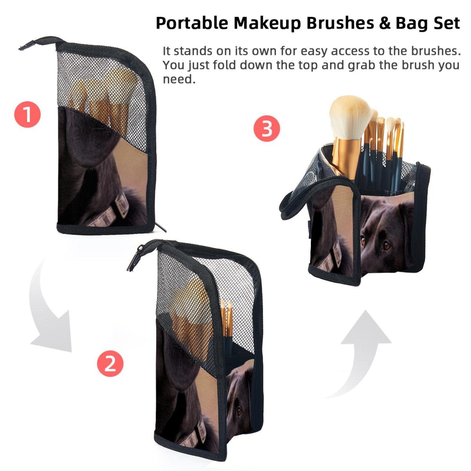 Premium 12-Piece Makeup Brush Organizer Bag with Holder Case - Portable Travel Cosmetic Brush Storage for Professional Artists & Beginners - Ideal for Home, Travel, and Salon Use