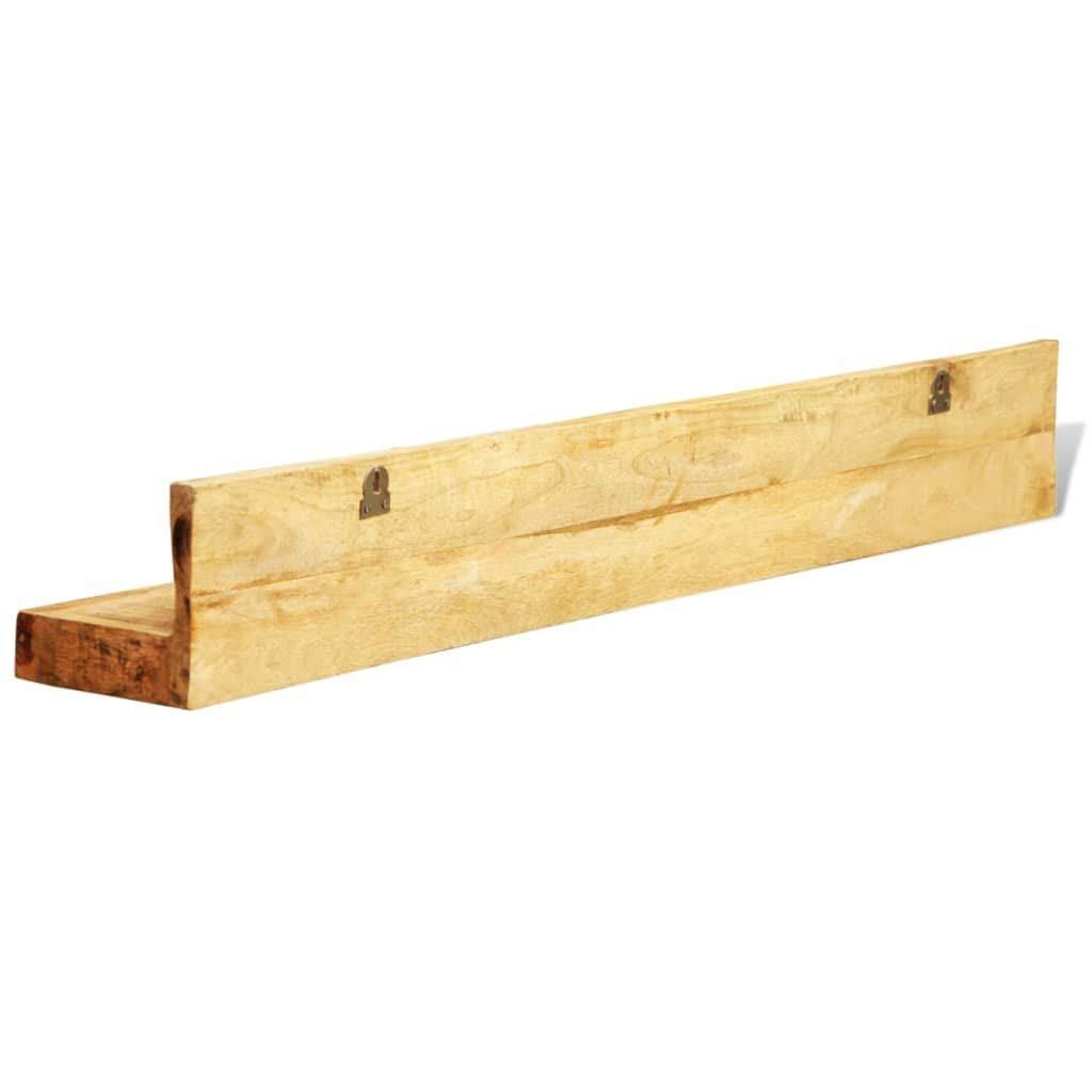 Solid Wood Wall Mounted Display Shelf Set of 2 - Floating Shelves for Home Decor - Natural Wood Wall Storage Shelves for Bedroom, Living Room, Bathroom & Kitchen - Perfect for Displaying Photos, Books & Decorative Items