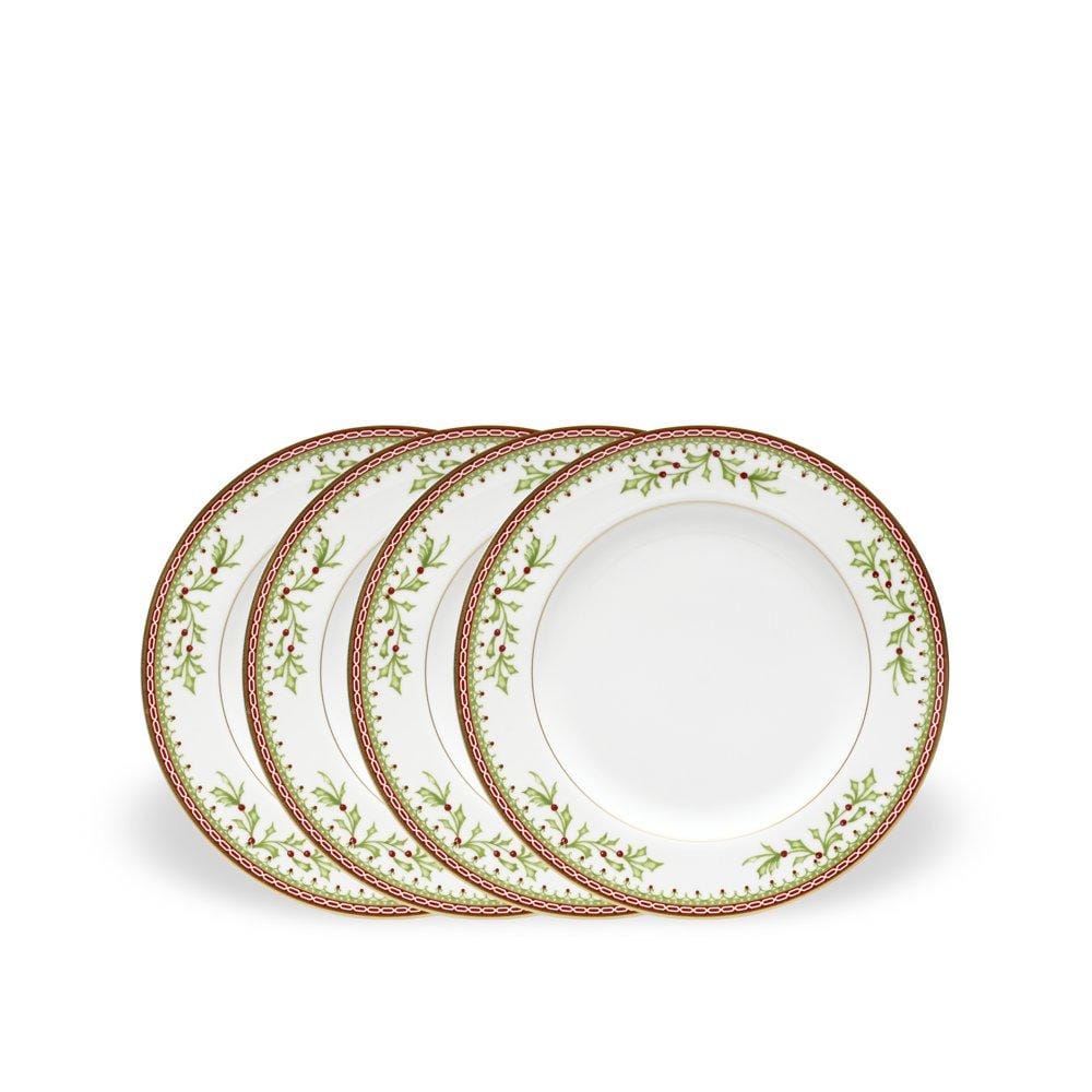 Holiday Traditions Set of 4 Decorative Salad Plates - Perfect for Christmas Dinner, Thanksgiving Feast & Festive Gatherings