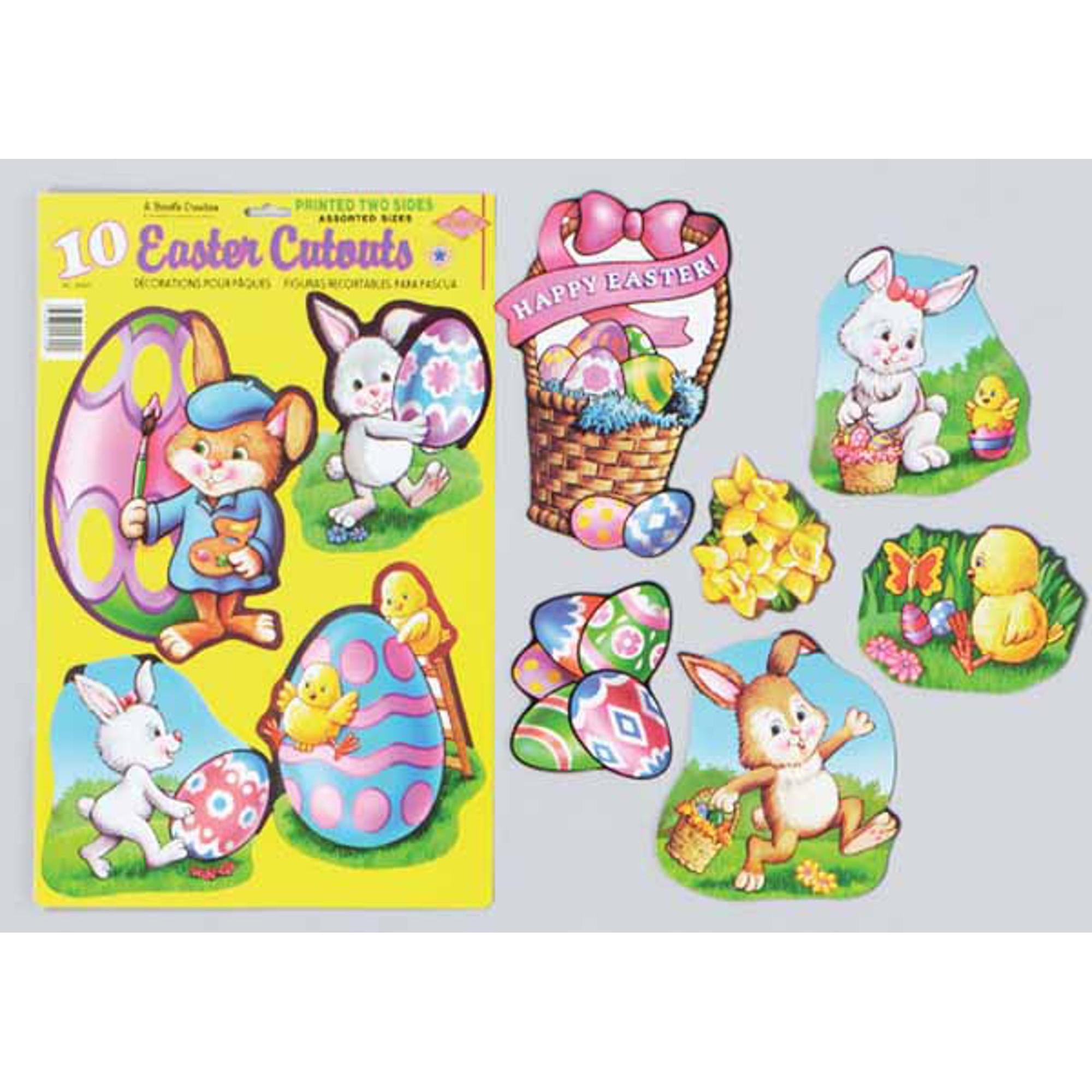 Vibrant Easter Cutouts - Set of 10 Colorful Holiday Decorations for DIY Crafts, Party Supplies & Spring Home Decor