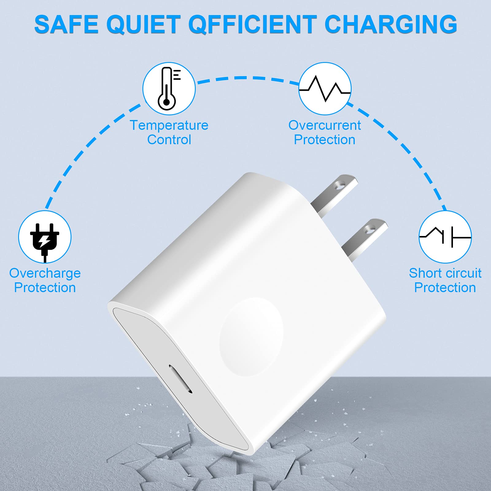 20W USB C Wall Charger, CKAIEE PD Fast Charger Block - Compatible with iPhone 15/14/13/12/11 Pro Max, iPad Air, Google Pixel & Galaxy S23/S22 - Perfect for Home, Office & Travel Charging
