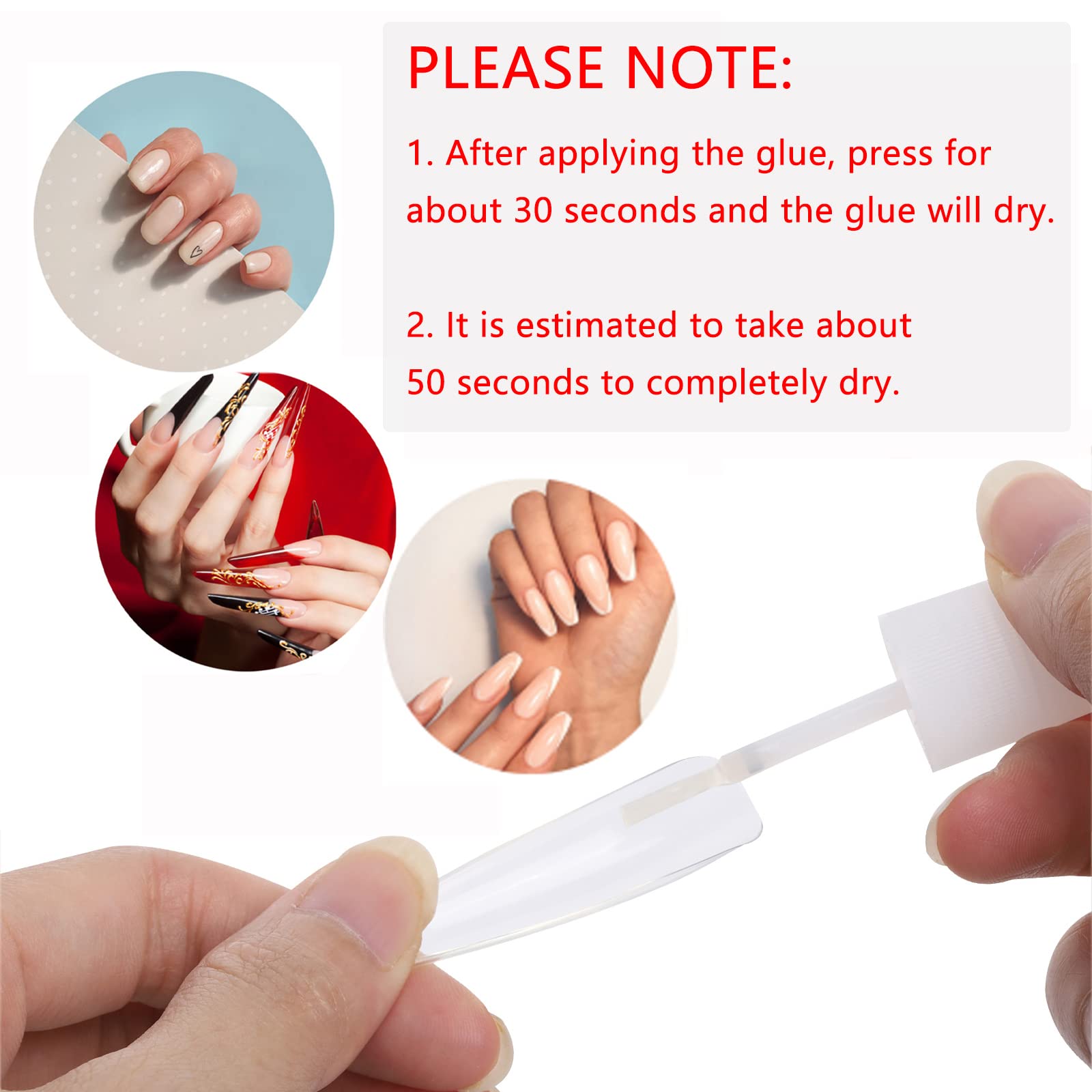 10PCS Brush-On Nail Glue for Acrylic Nail Tips - Long Lasting Super Strong Adhesive (10g Each) - Perfect for Salon, DIY Manicures & Nail Extensions at Home