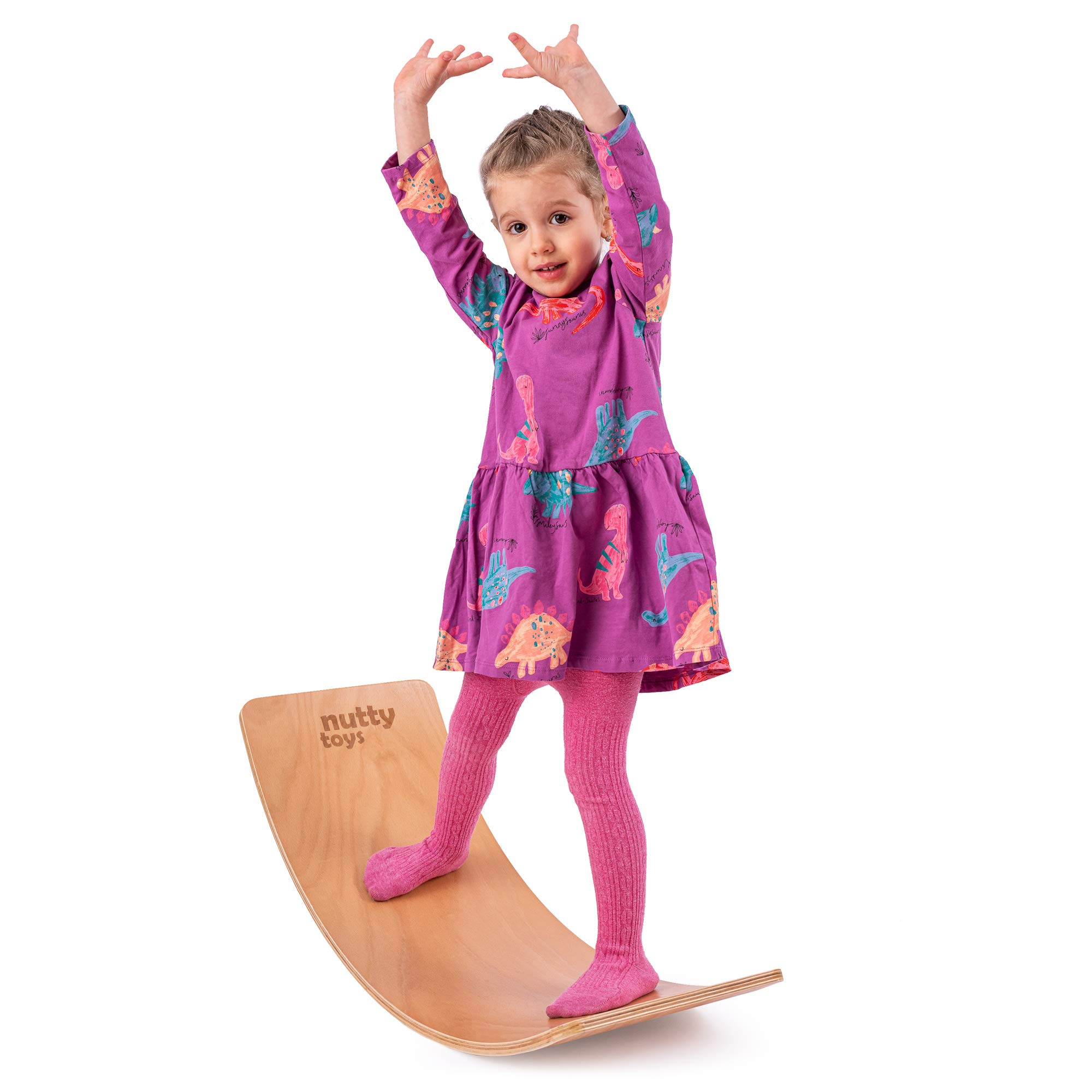 **Nutty Toys Montessori Wooden Wobble Board for Kids & Adults - 100% Natural Wood Balance Board, Toddler Balancing Toy for Boys & Girls - Open-Ended Play Toy, Best Christmas Stocking Stuffer Gift Idea 2024 - Perfect for Indoor Play, Yoga, and Sensory Development**