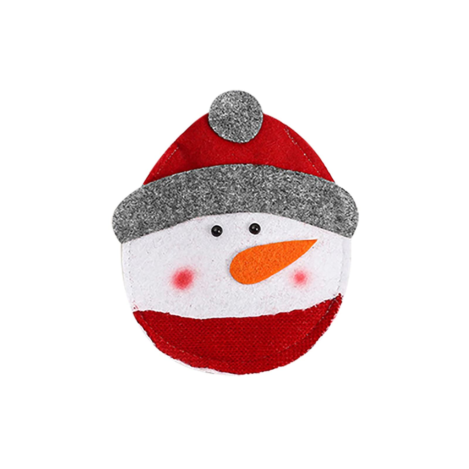 Christmas Silverware Holders Set - Snowman & Santa Cutlery Organizer Bag with Utensil Pockets - Round Tableware Place Mats for Holiday Dinner Party Decorations - Perfect for Indoor Dining, Family Gatherings and Festive Table Settings (One Size)
