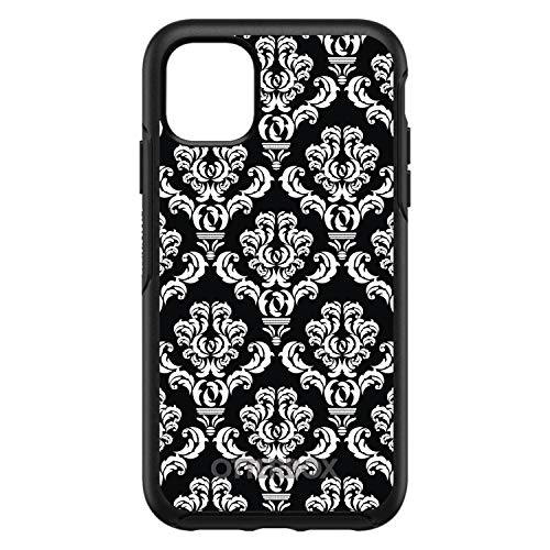 Black White Damask Pattern On Black Case