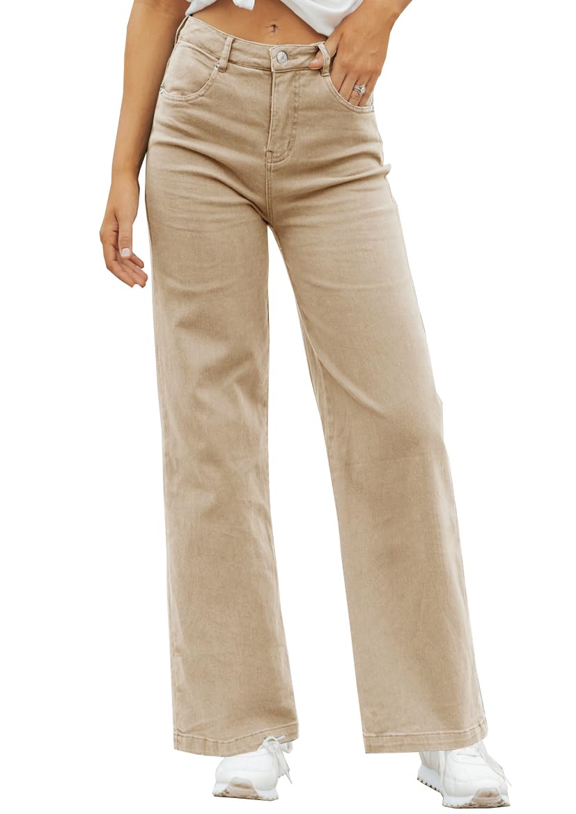 ZC&GF Women's High Waisted Wide Leg Pants - Loose Straight Business Trousers with Elastic Waistband for Office Work & Professional Wear | Comfortable Long Pants for Business Casual, Workwear & Everyday Outfits