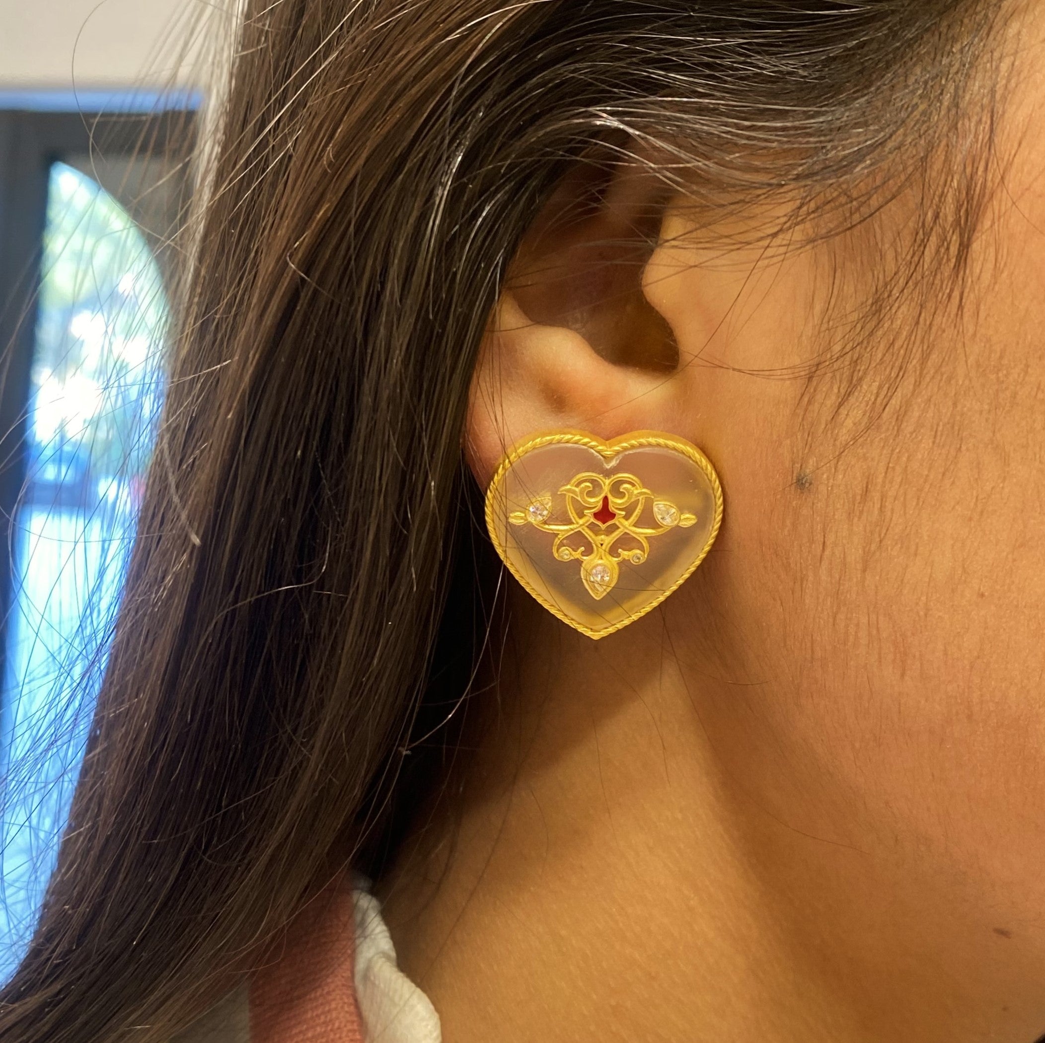 All My Heart Stud Earrings - Elegant 14K Gold Plated Heart Earrings for Women | Perfect Gift for Valentine's Day, Anniversary & Everyday Wear