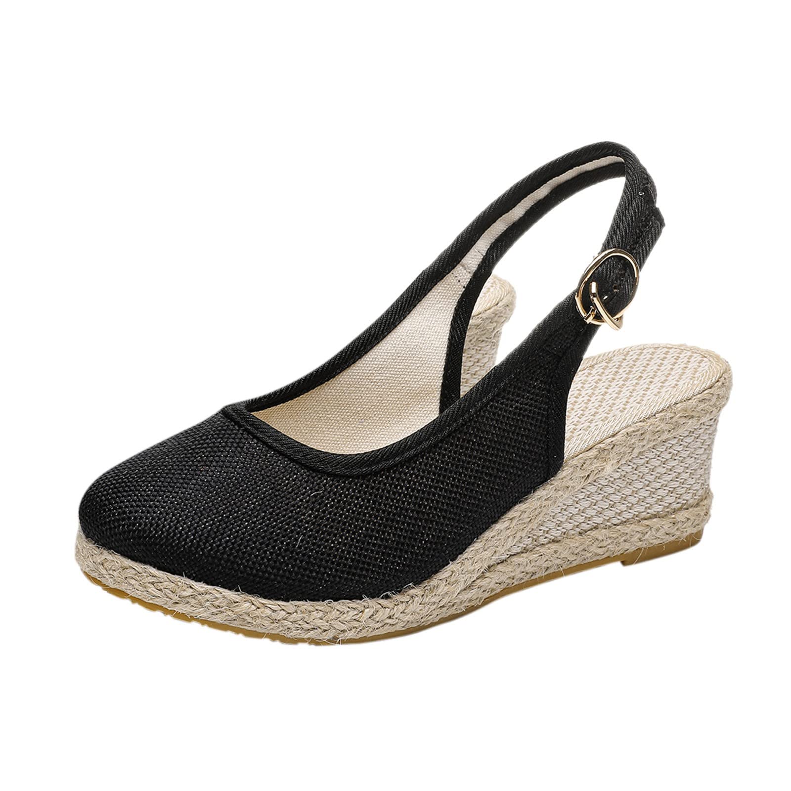 Women's Comfortable Wedge Sandals with Buckle Strap for Summer Beach Walking