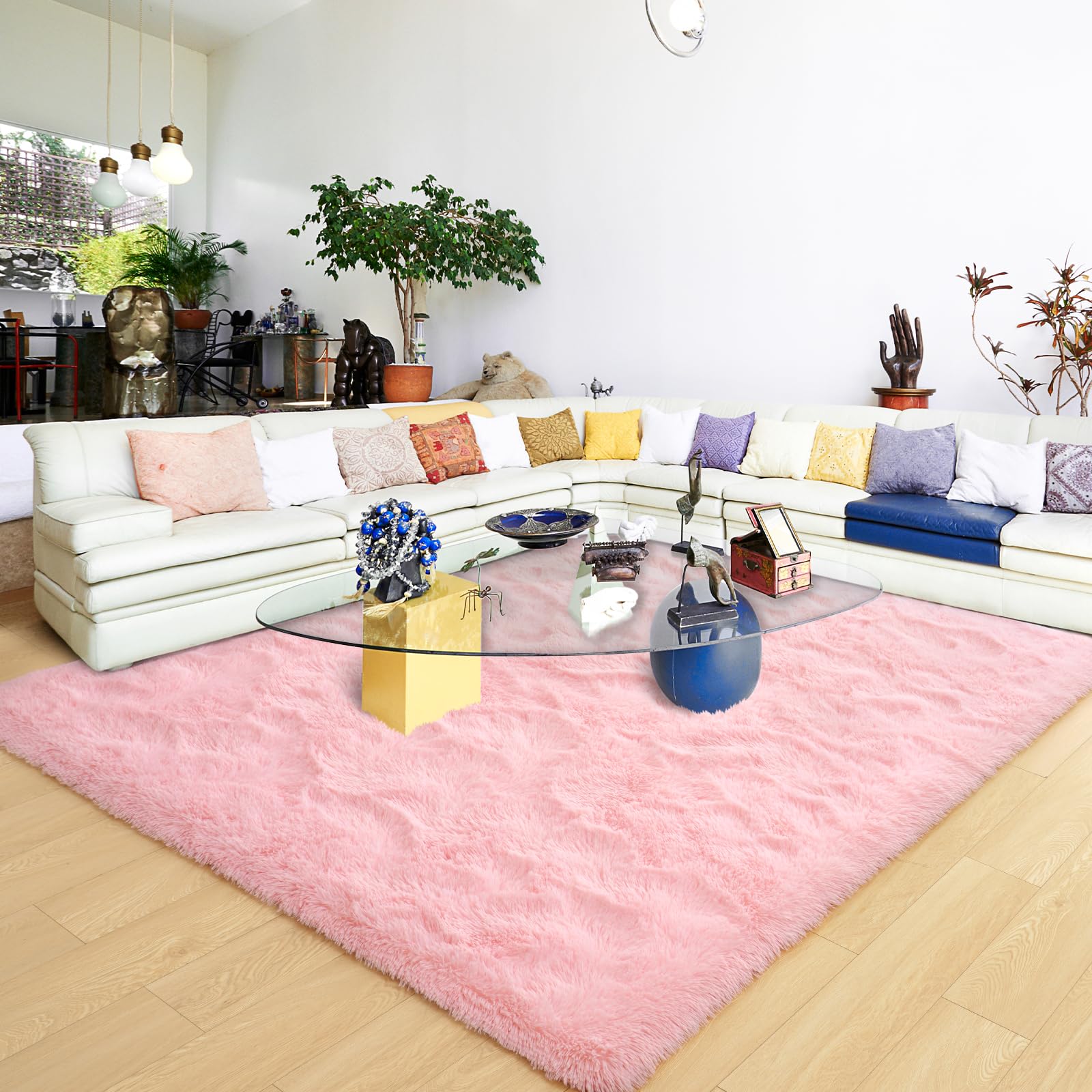 Ultra Soft Pink Shag Rug 6x9 Feet - Fluffy Non-Slip Area Rug for Bedroom, Living Room, Nursery & Kids Room Decor | Cozy Modern Fuzzy Floor Carpet for Girls, Babies & Home Comfort