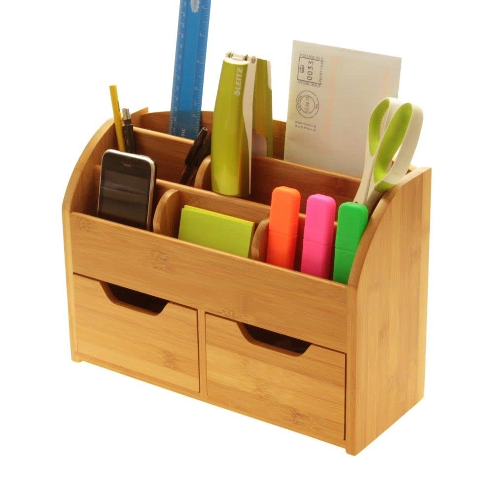 Bamboo Wall Mounted Letter Holder & Key Rack - Desk Organizer for Mail, Notes, and Keys - Perfect for Home Office, Entryway, and Kitchen Organization