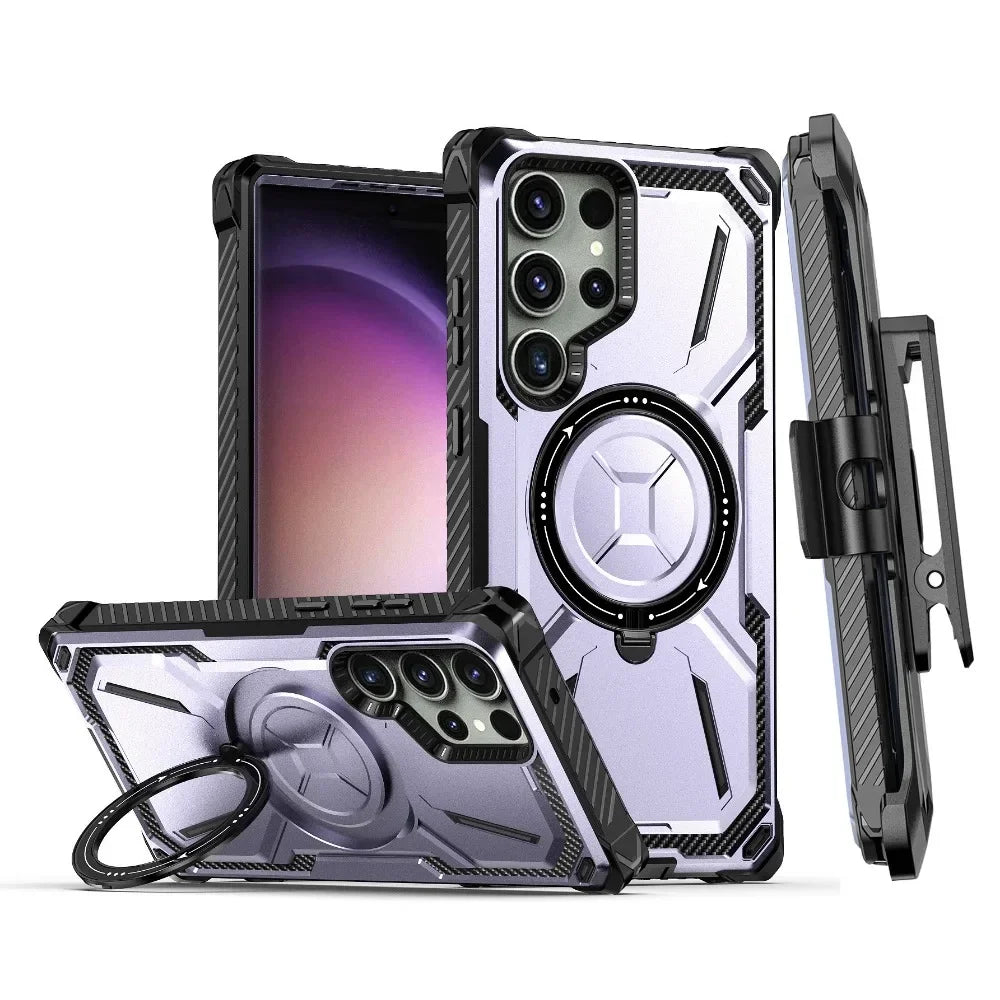 Samsung Galaxy S25 Ultra Phone Case with Belt Clip & MagSafe Magnetic Ring - Secure & Hands-Free for Outdoor, Work & Travel