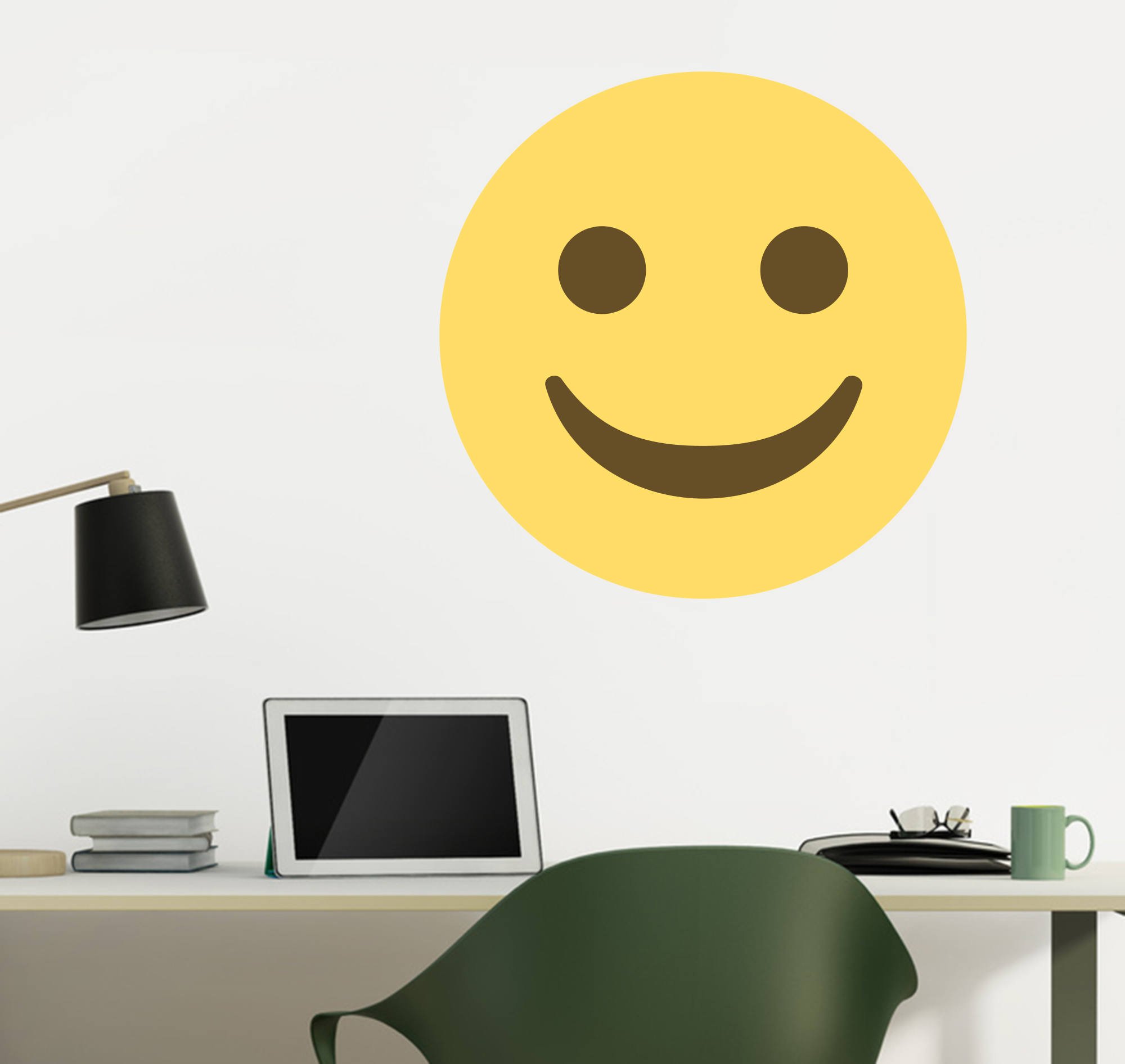Emoji One Peel & Stick Wall Decal - 24x24 Inch White Smiling Face Emoji Sticker for Kids Room, Office & Home Decor
