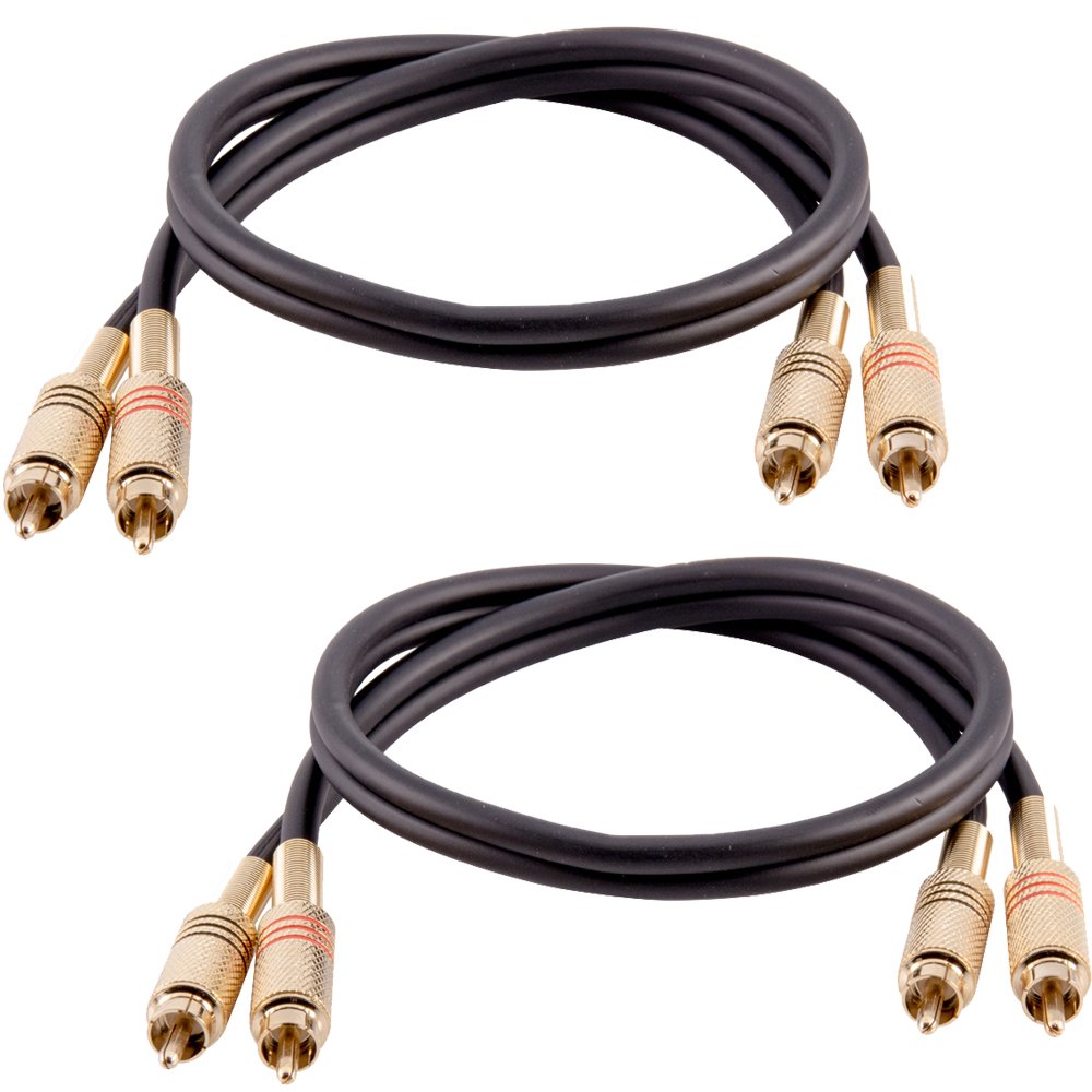 Seismic Audio 2ft Dual RCA Male to RCA Male Audio Patch Cable - High Quality 2RCA to 2RCA Stereo Cord for Home Theater, DJ Equipment & Car Audio Systems (2-Pack, Black/Red)