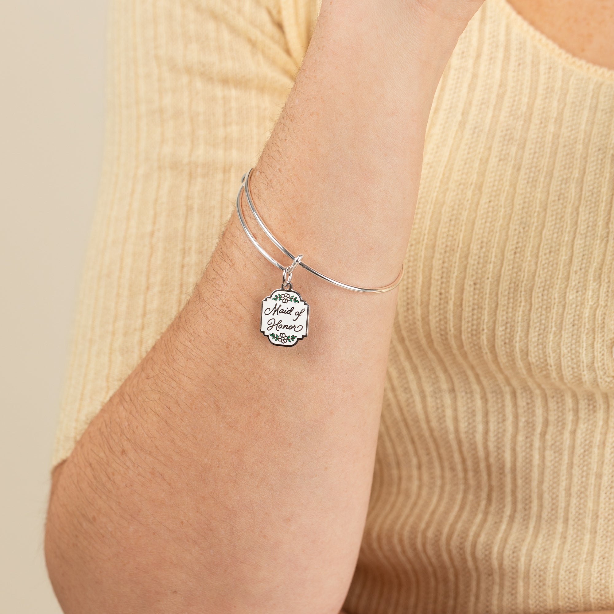 Elegant 'Maid of Honor' Charm Bracelet - Sterling Silver Bridesmaid Jewelry Gift for Wedding Party, Bachelorette & Special Occasions