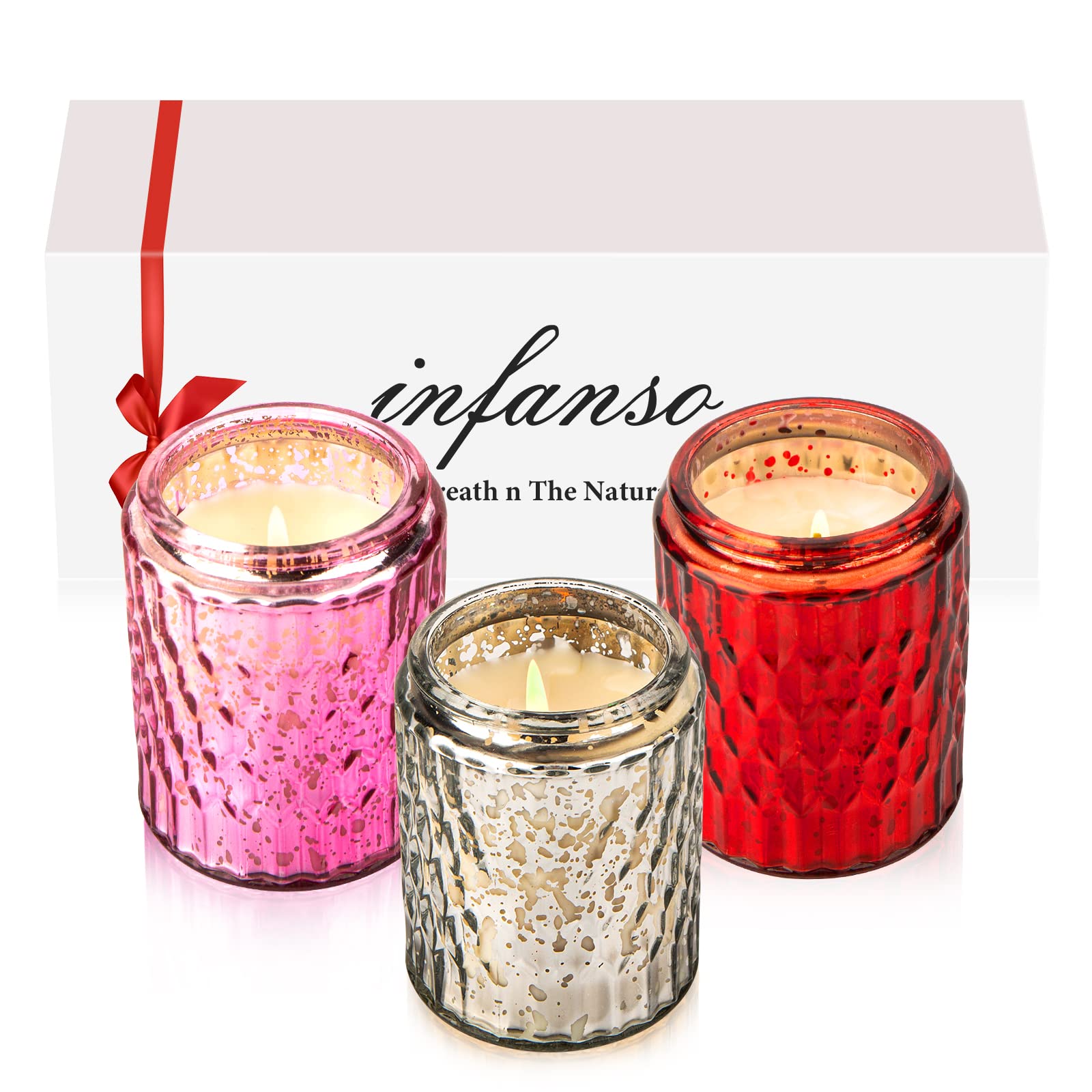 100% Natural Soy Wax Candles - Relaxing Aromatherapy Gift Set for Women (3x6.5oz), Stress Relief & Home Decor, Long Lasting Scented Candles for Birthday, Spa, Meditation & Romantic Dinner Ambiance