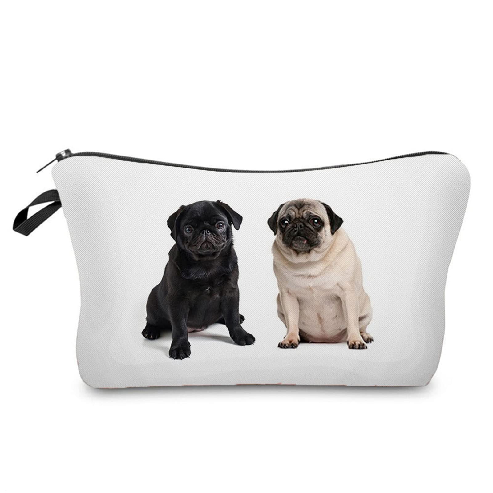 Cute Dog Print Cosmetic Bag - Large Travel Toiletry Pouch for Women, Vacation & Gym Use
