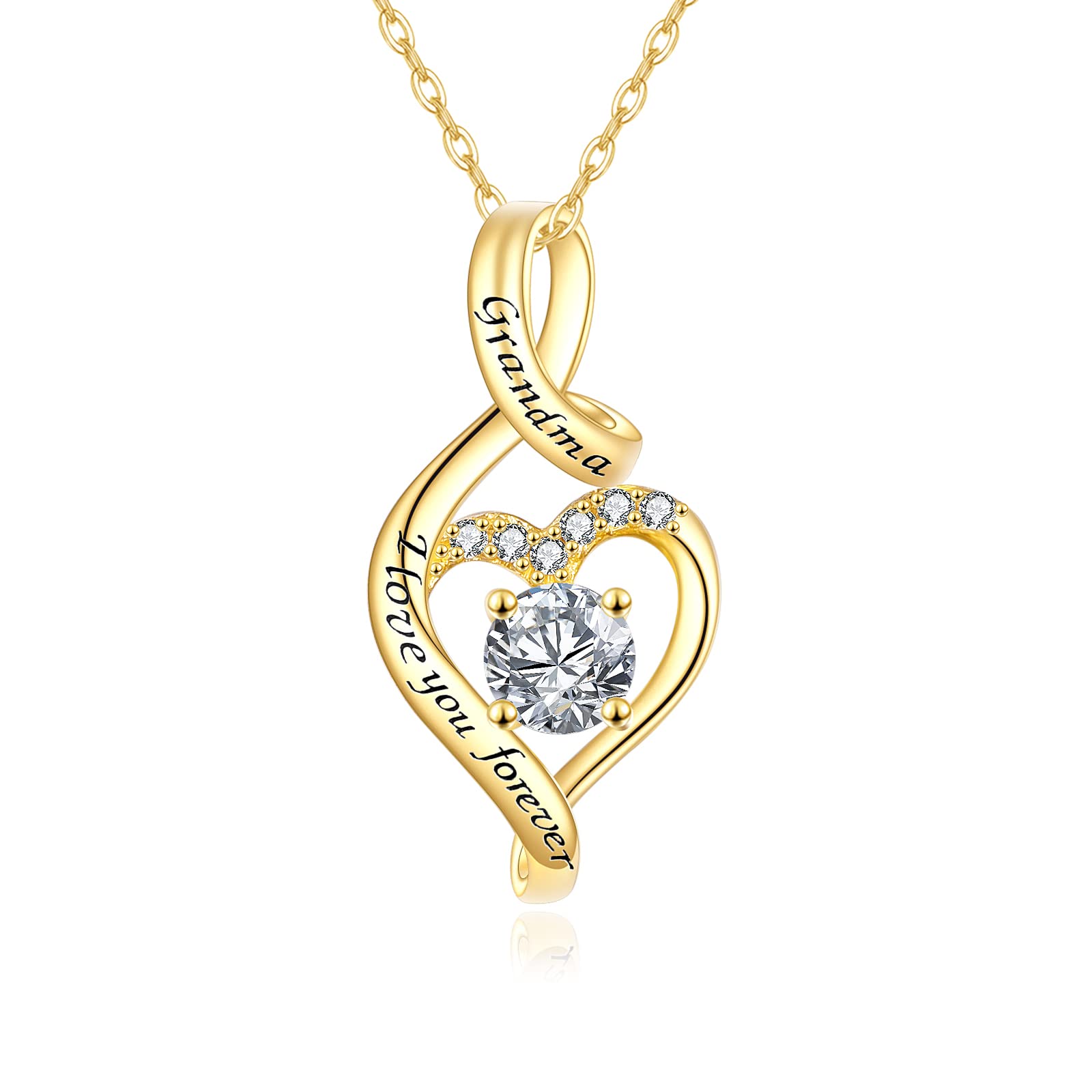 14K Gold Heart Pendant Necklace for Grandma - 1CT Moissanite Jewelry Gift from Granddaughter | Perfect for Valentine's Day, Mother's Day & Birthday Presents | Elegant Women's Necklace for Special Occasions