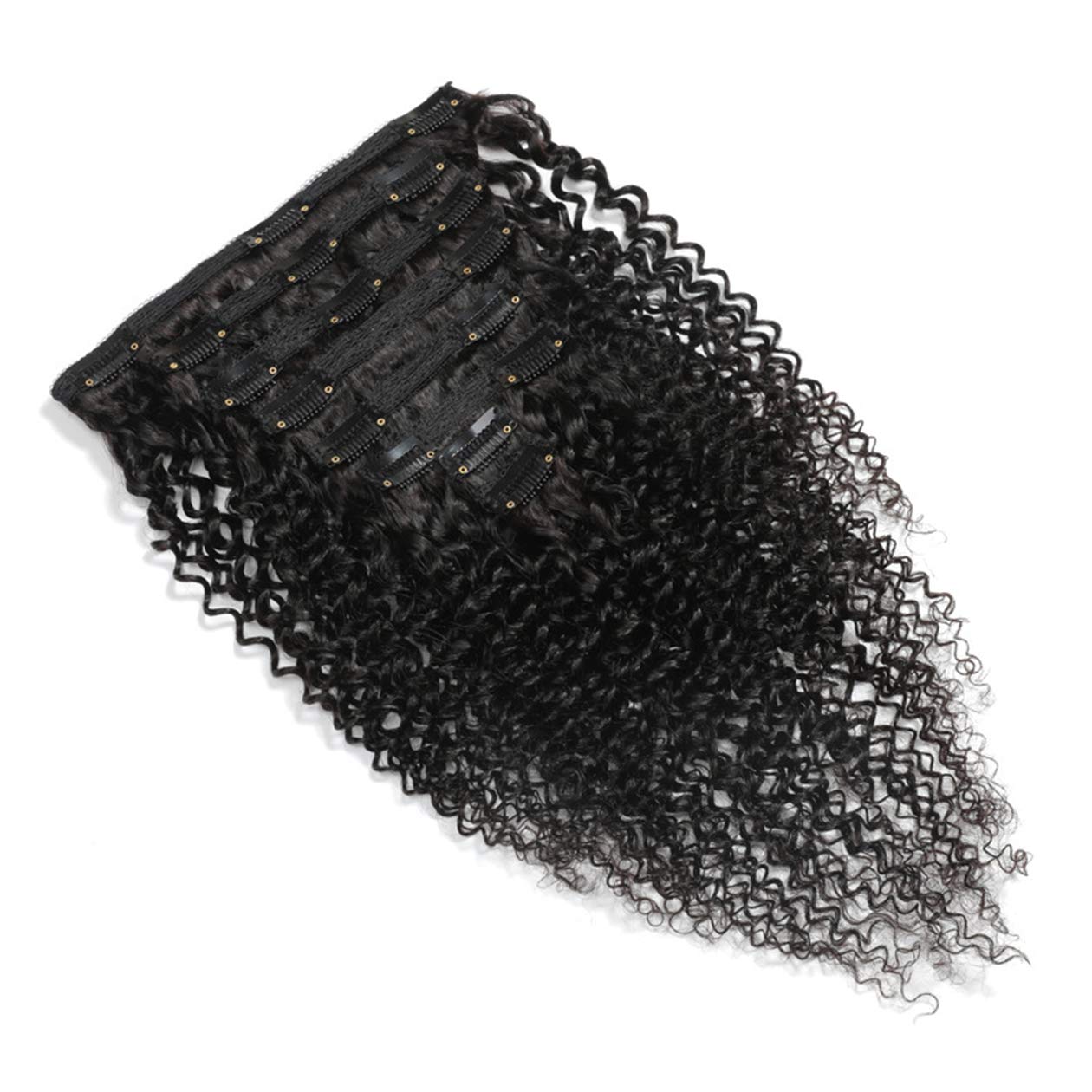 8PCS 120g Kinky Curly Brazilian Virgin Human Hair Extensions with Clips - 18inch Remy Hair Bundles for Black Women | Perfect for Daily Styling, Parties & Special Occasions