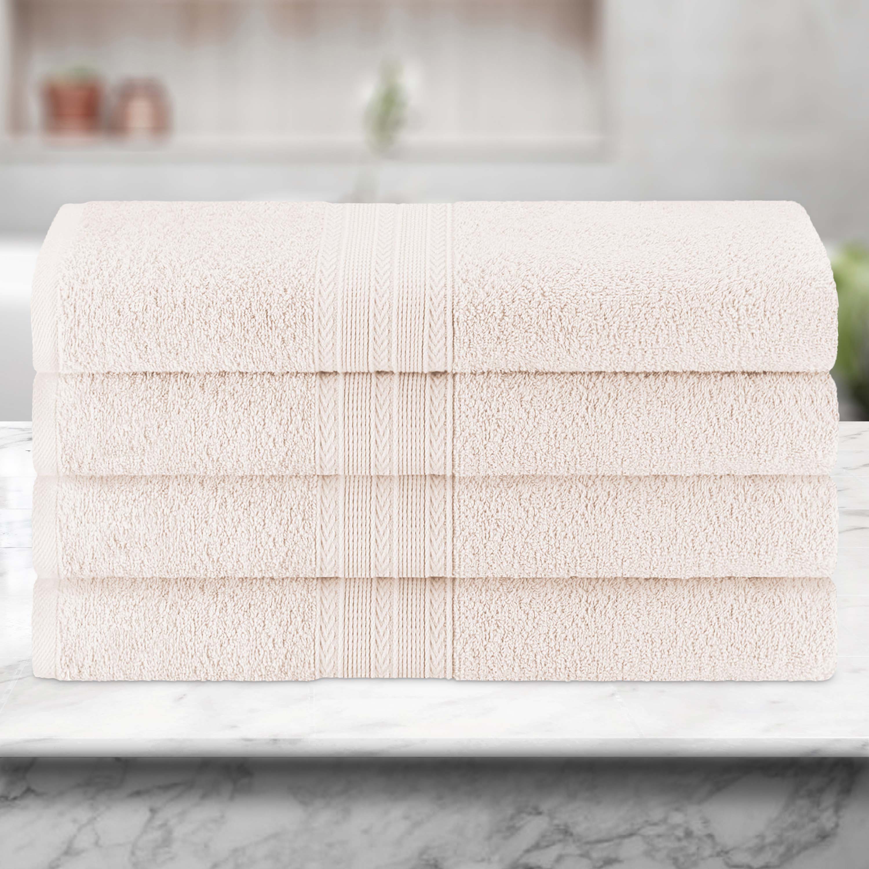 Premium 100% Cotton Eco-Friendly 4-Piece Bath Towel Set - Soft, Absorbent & Hypoallergenic - Perfect for Spa, Bathroom & Beach Use