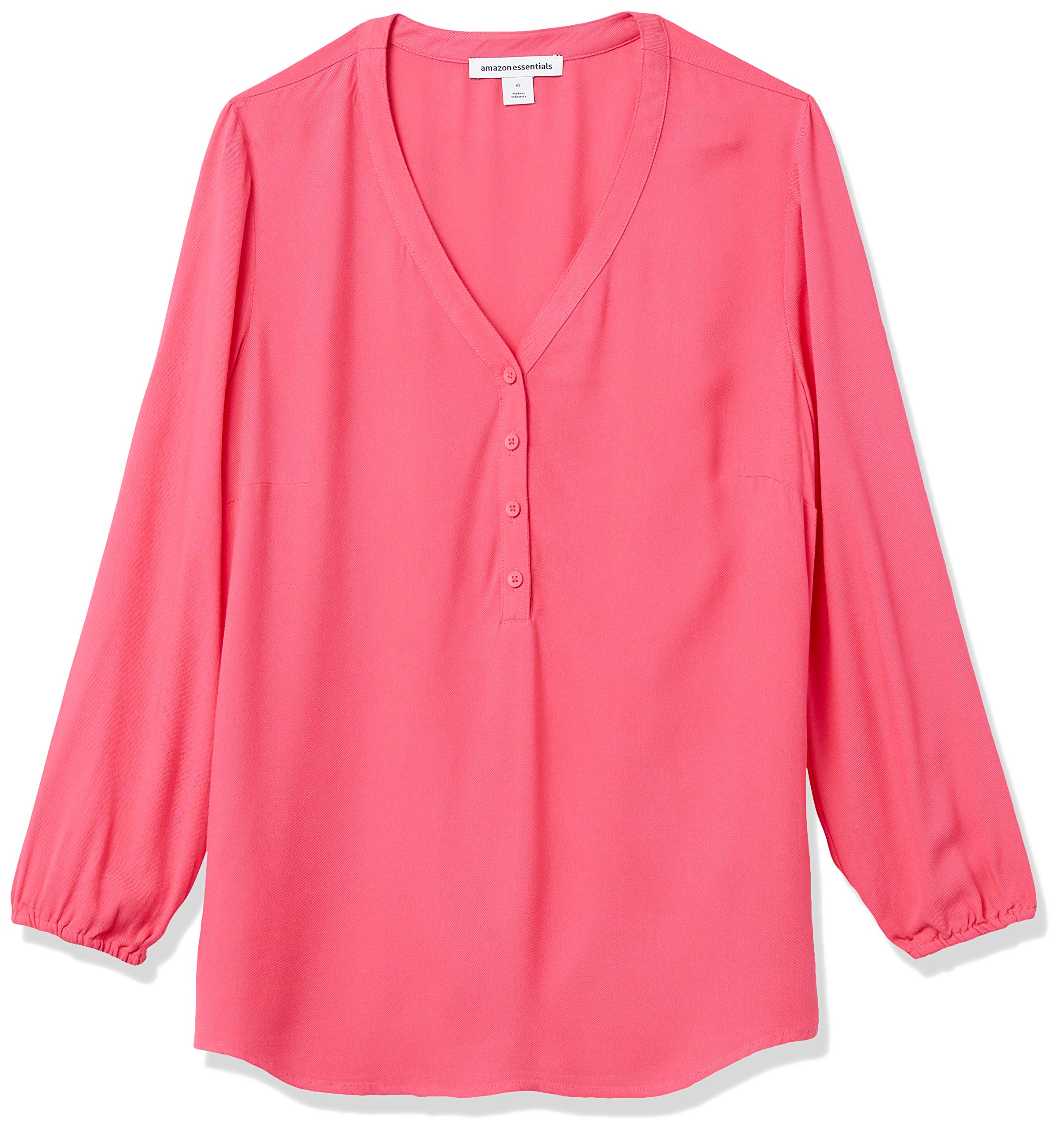 Amazon Essentials Women's 3/4 Sleeve Popover Shirt - Casual Button-Down Top for Work, Office & Everyday Wear