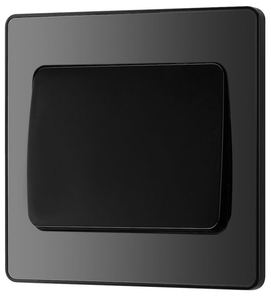BG Evolve Black Chrome 1G 2W Wide Rocker Light Switch PCDBC12WB - Modern Electrical Switch for Home, Office & Commercial Use