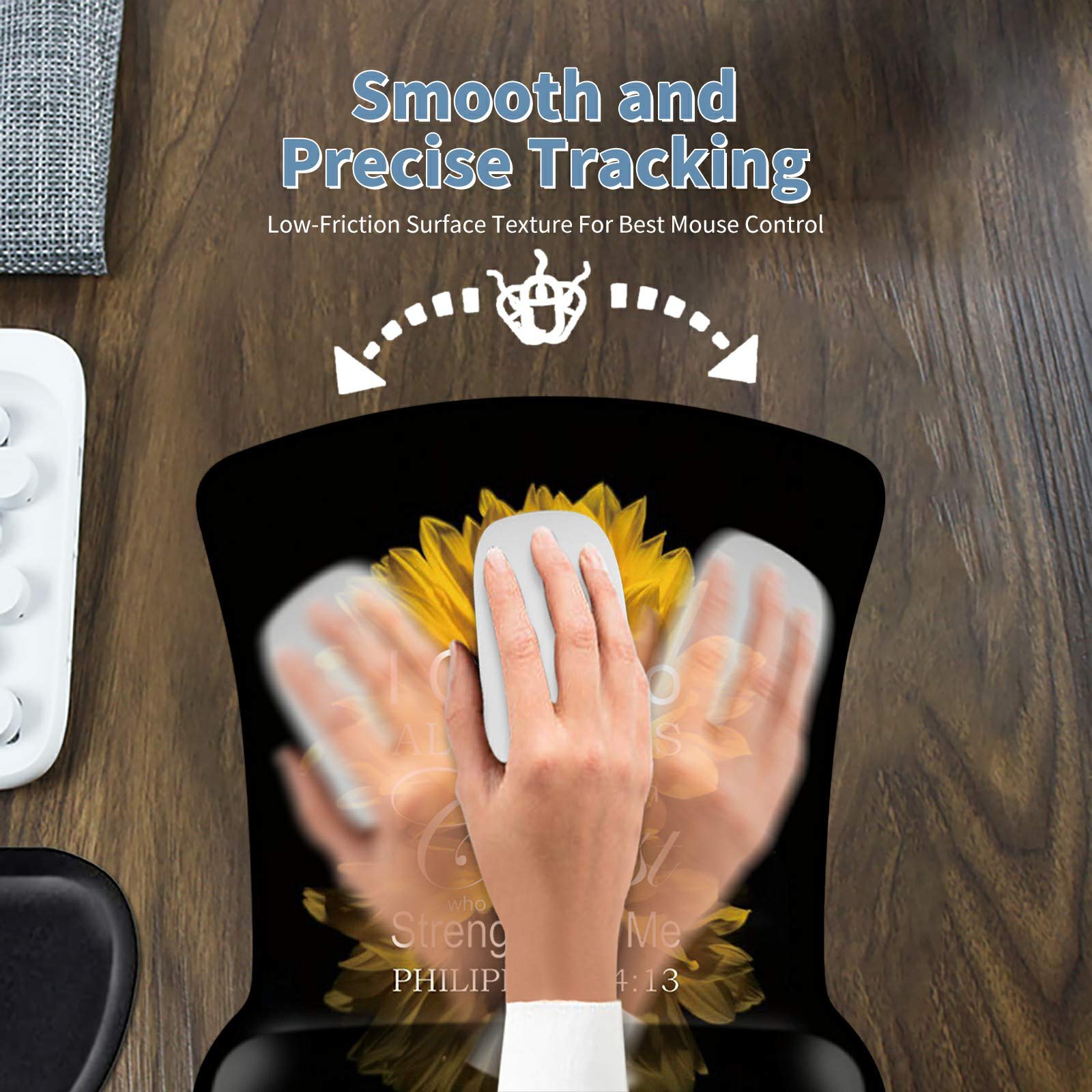 Ergonomic Memory Foam Keyboard & Mouse Wrist Rest Set - Non-Slip Rubber Base, Comfort Support for Typing & Gaming - Perfect for Office, Home & Computer Workstations - Includes Free Bible Sunflower Coaster Gift