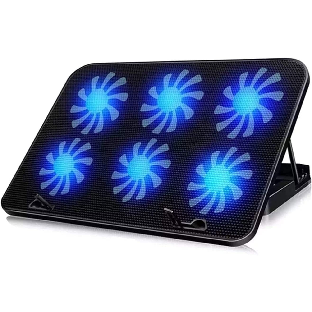 Odekai Laptop Cooling Pad with 6 Quiet Fans & 2 USB Ports - Adjustable Wind Speed & 5 Height Settings for 15.6-17.3 Inch Laptops - Perfect for Gaming, Office Work & Overheating Prevention