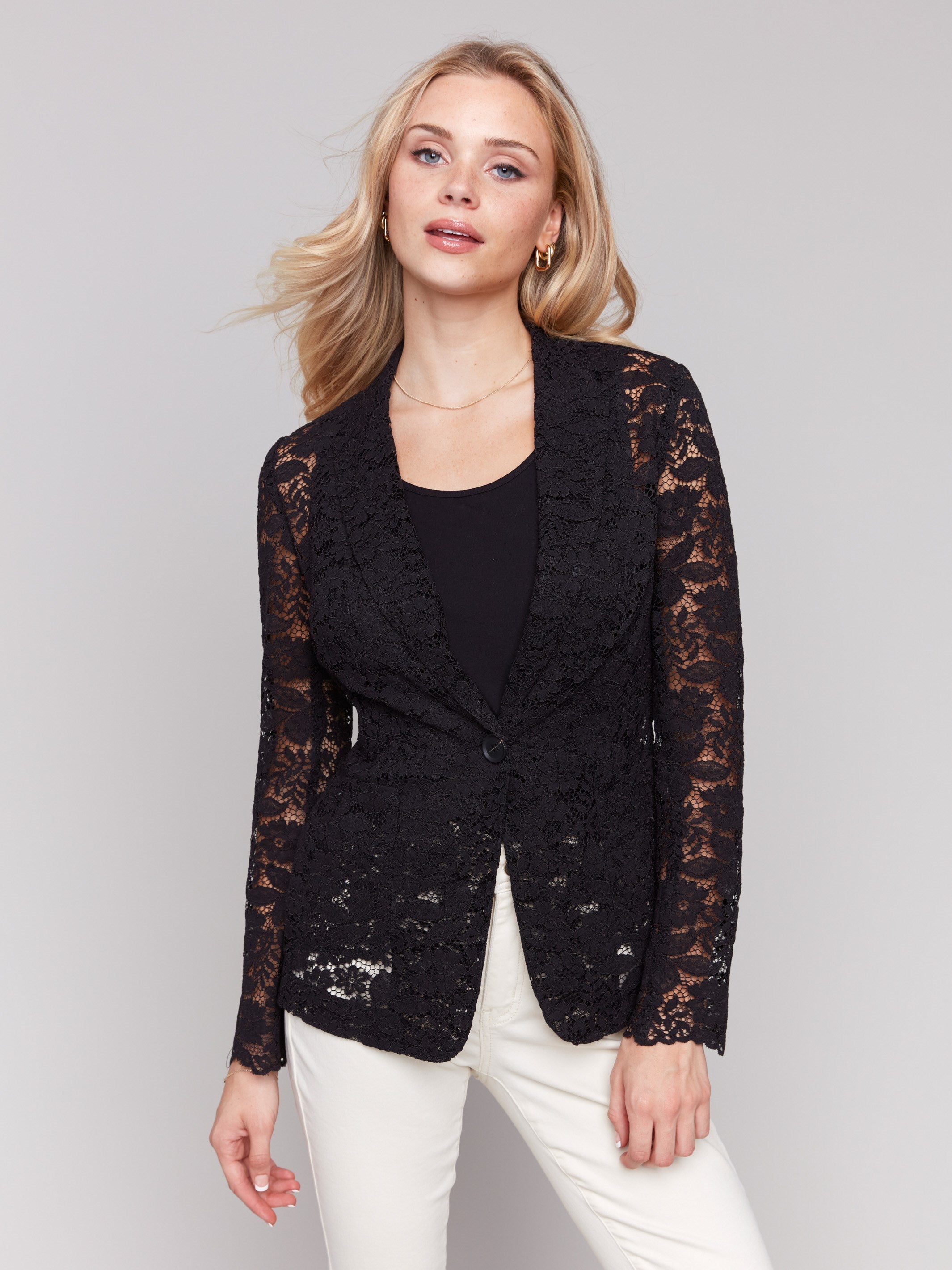 Elegant Black Lace Blazer for Women - Stylish Office Wear & Evening Outfits - Perfect for Business Meetings, Parties, and Special Occasions