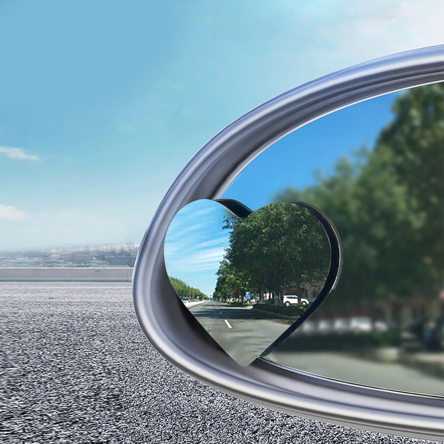 Heart Shaped Blind Spot Mirrors for Cars - Frameless 360° Wide Angle Convex Rearview Mirrors (1 Pair) - Cute Heart Design for Enhanced Safety & Style - Perfect for Compact Cars, SUVs & Trucks