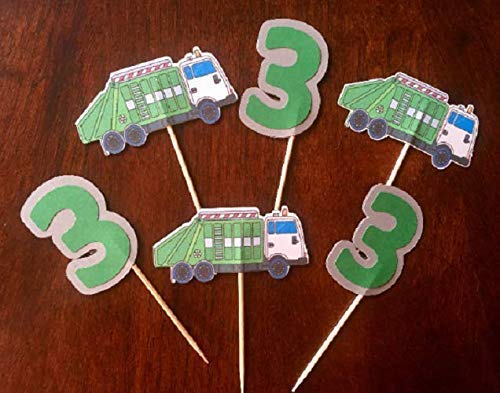 Garbage Truck Cupcake Toppers - Trash Truck Party Decorations for Waste Management Theme Birthday & Baby Shower | Fun Waste Collector Professional Cake Decor