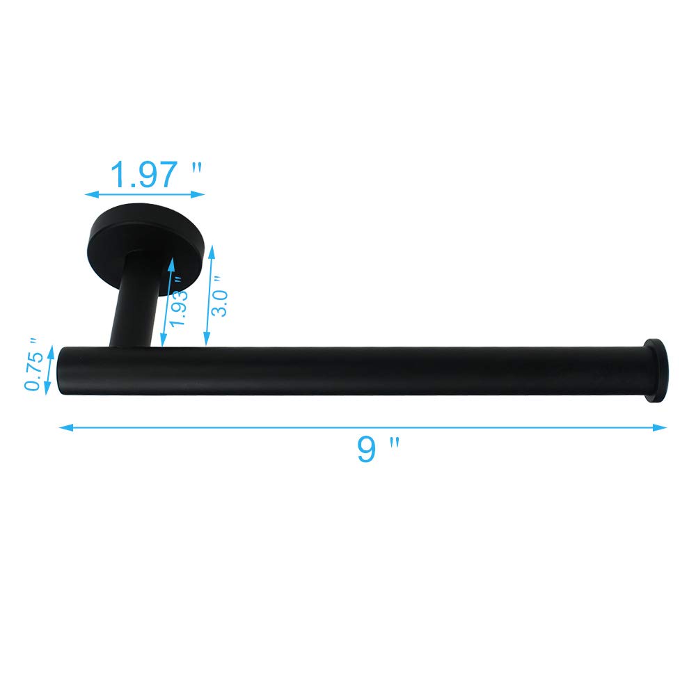 TocTen 9Inch Heavy Duty Stainless Steel Towel Holder - Matte Black SUS304 Bathroom Towel Ring, Wall Mounted Hand Towel Bar for Kitchen, Bathroom & Laundry Room - Durable & Rustproof Design