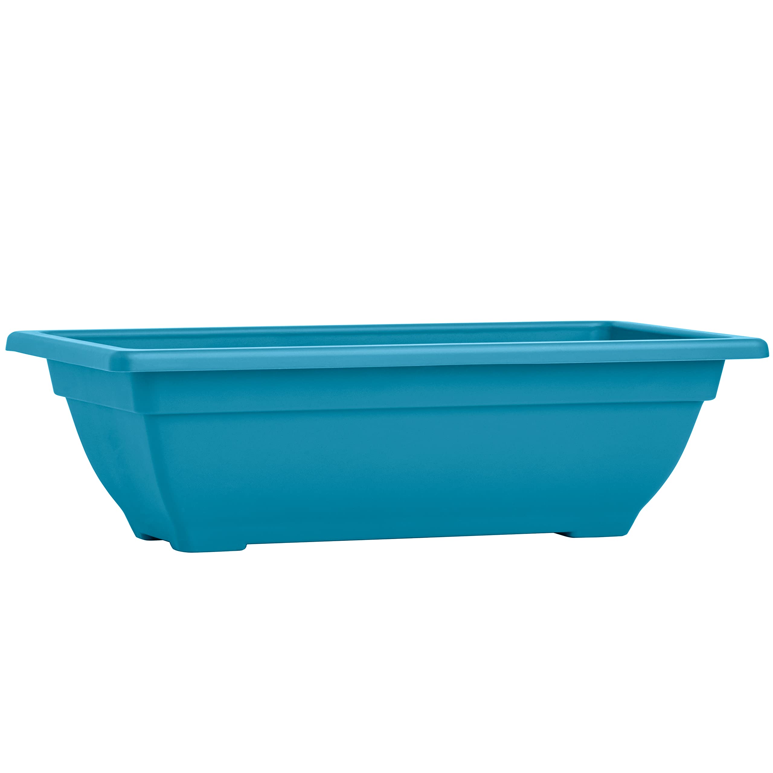 24 Inch Rectangle Planter Box - Indoor/Outdoor UV Resistant Plastic Window Box Trough (4 Gallon) for Herbs, Succulents & Vegetables - Perfect for Balcony Gardening, Kitchen Herb Planting & Patio Decor (Bora Bora Blue)