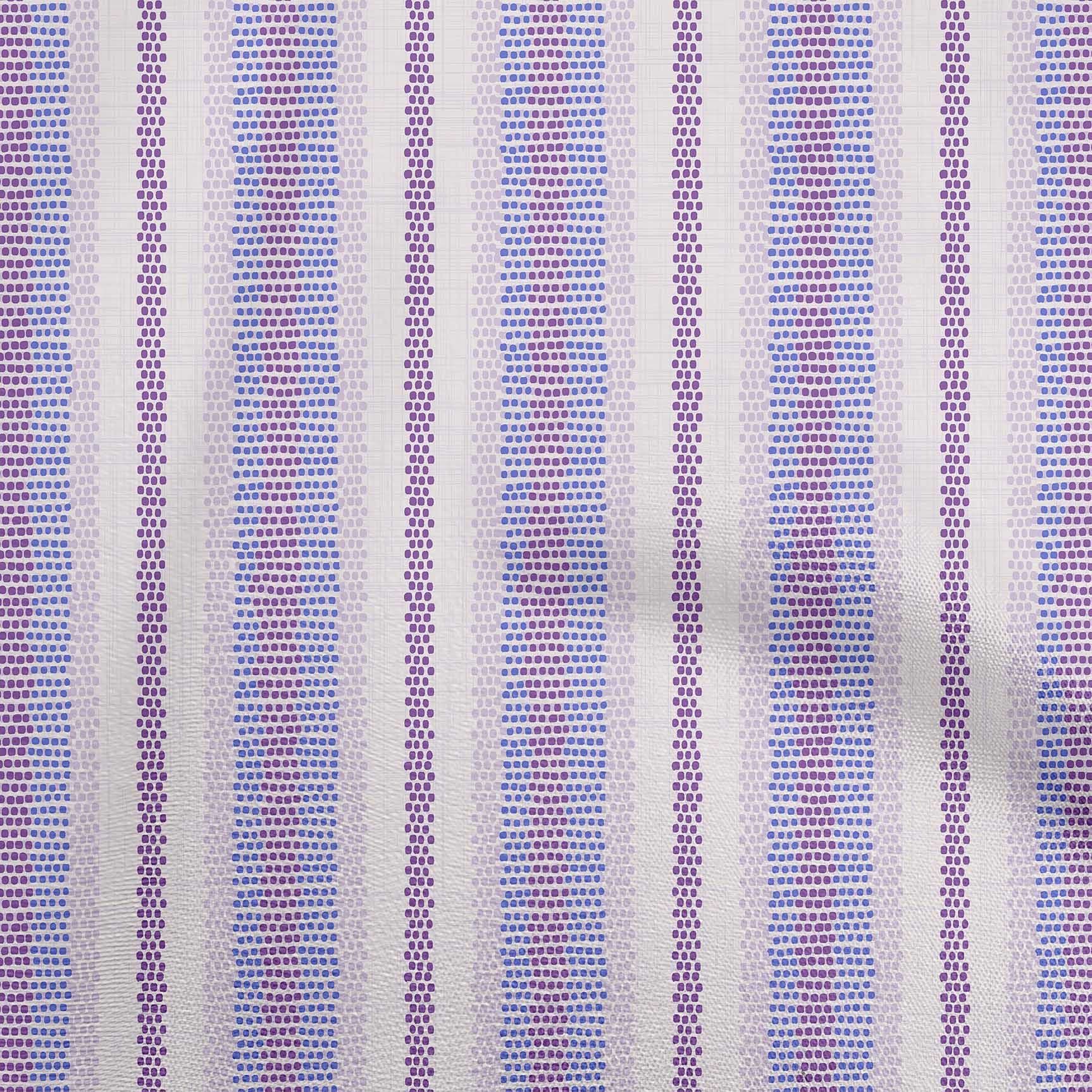 oneOone Georgette Viscose Fabric - Medium Purple Stripe Printed Sewing Material (42
