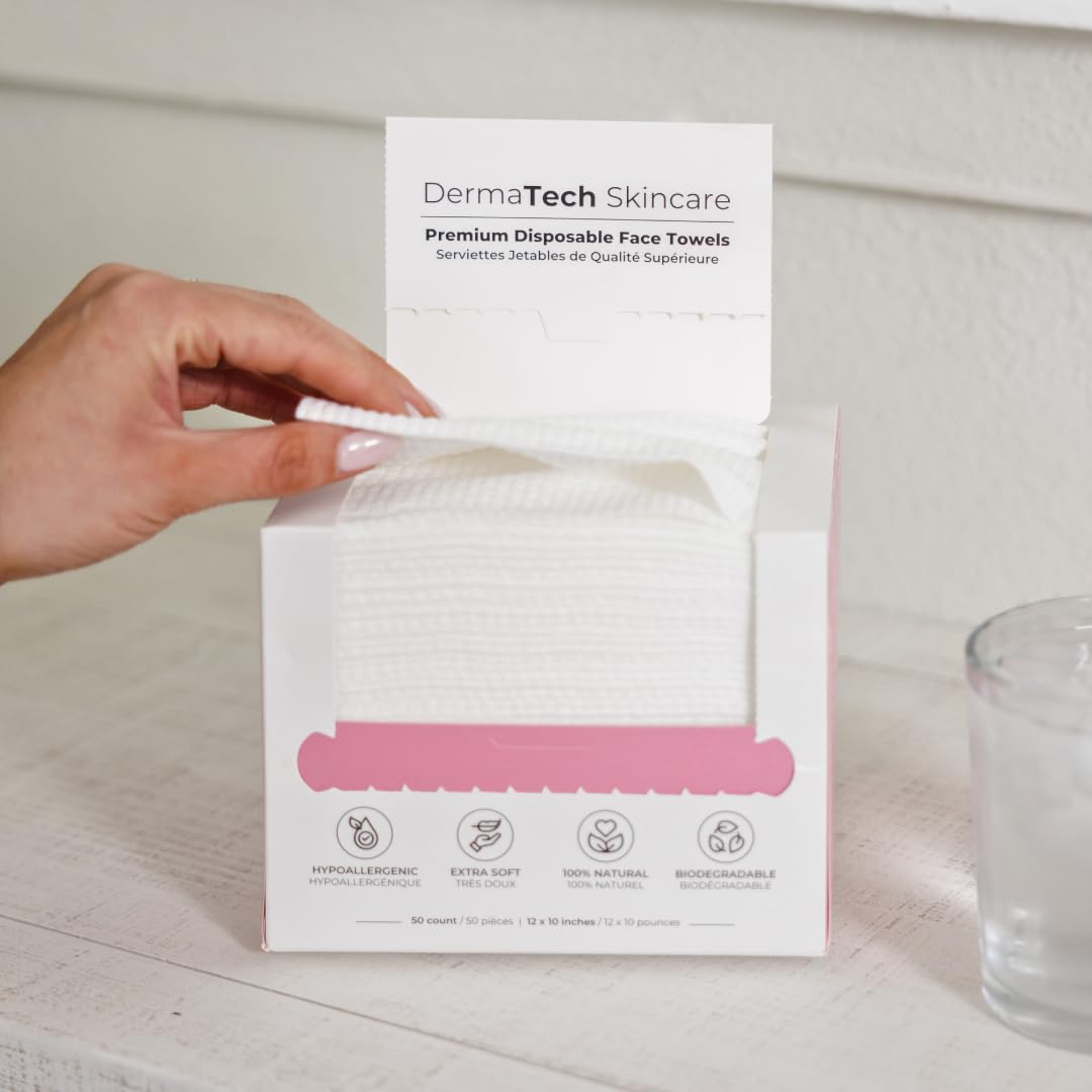 Premium Disposable Face Towels 50pcs - 100% Biodegradable & Eco-Friendly Facial Wipes for Daily Skin Cleansing | Gentle Makeup Remover & Travel Essentials | Perfect for Gym, Travel & On-the-Go Skincare