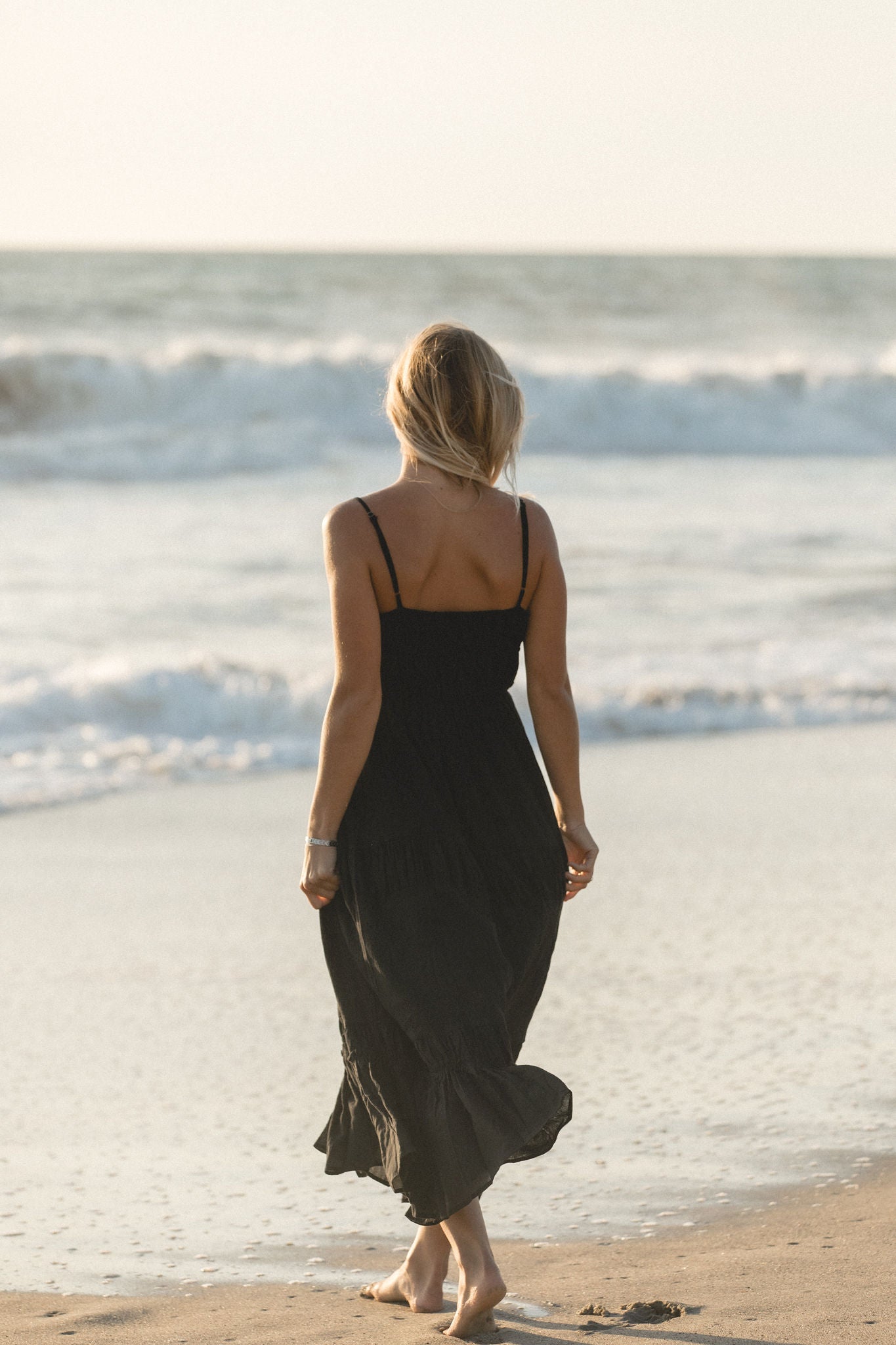 Salt Air Woven Cotton Midi Dress - Women's Summer Beach Dress with Pockets, Breathable & Comfortable for Vacation, Outdoor, and Casual Wear