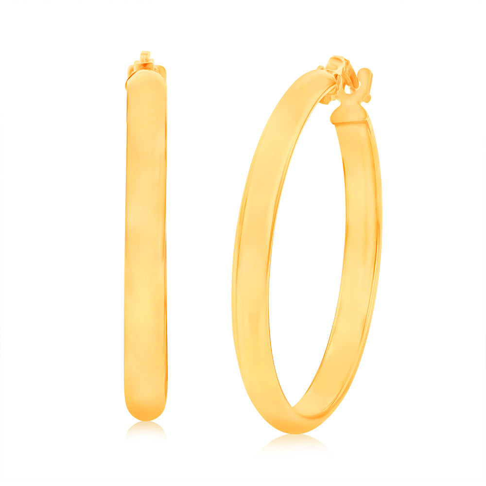 9ct Yellow Gold 20mm Plain Hoop Earrings for Women - Classic Minimalist Everyday Jewelry - Perfect for Work, Date Night & Special Occasions