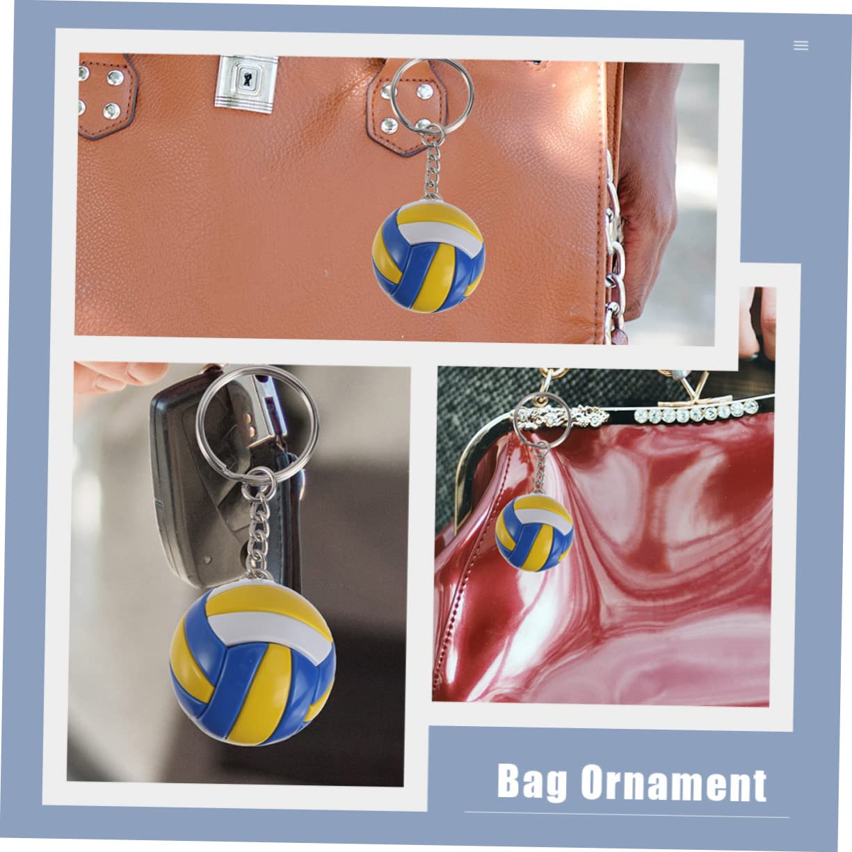Toddmomy 4 Sets Stylish Volleyball Keychain - Realistic Mini Volleyball Keyring for Handbags, Backpacks & School Bags - Durable Fashion Accessories Gift Set (3pcs x 4) - Perfect for Sports Fans, Volleyball Players & Gift Giving