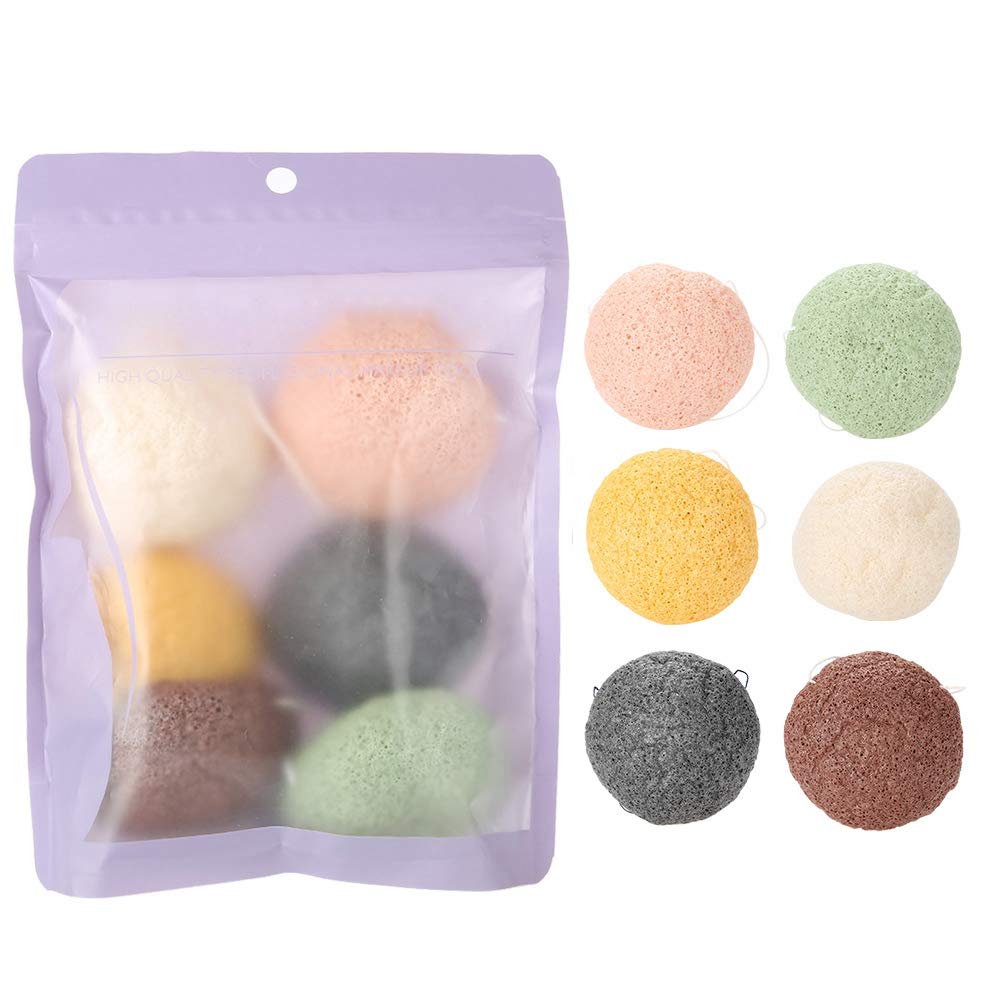 6-Piece Konjac Face Wash Set - 100% Natural Facial & Body Sponges for Gentle Cleansing & Massage