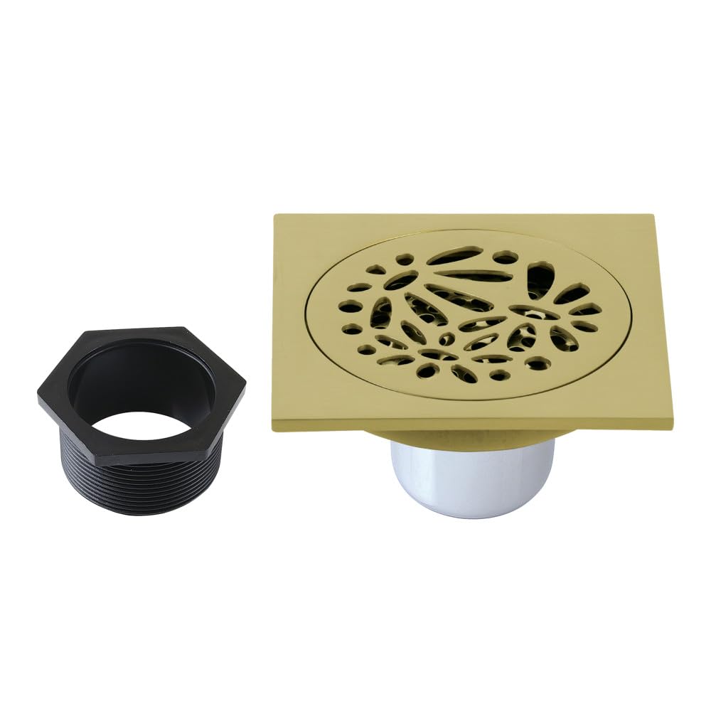 Kingston Brass BSF6360BB Brushed Brass Shower Drain - Premium Bathroom Drainage System for Modern Showers, Bathtubs & Wet Rooms | Corrosion-Resistant & Easy Installation