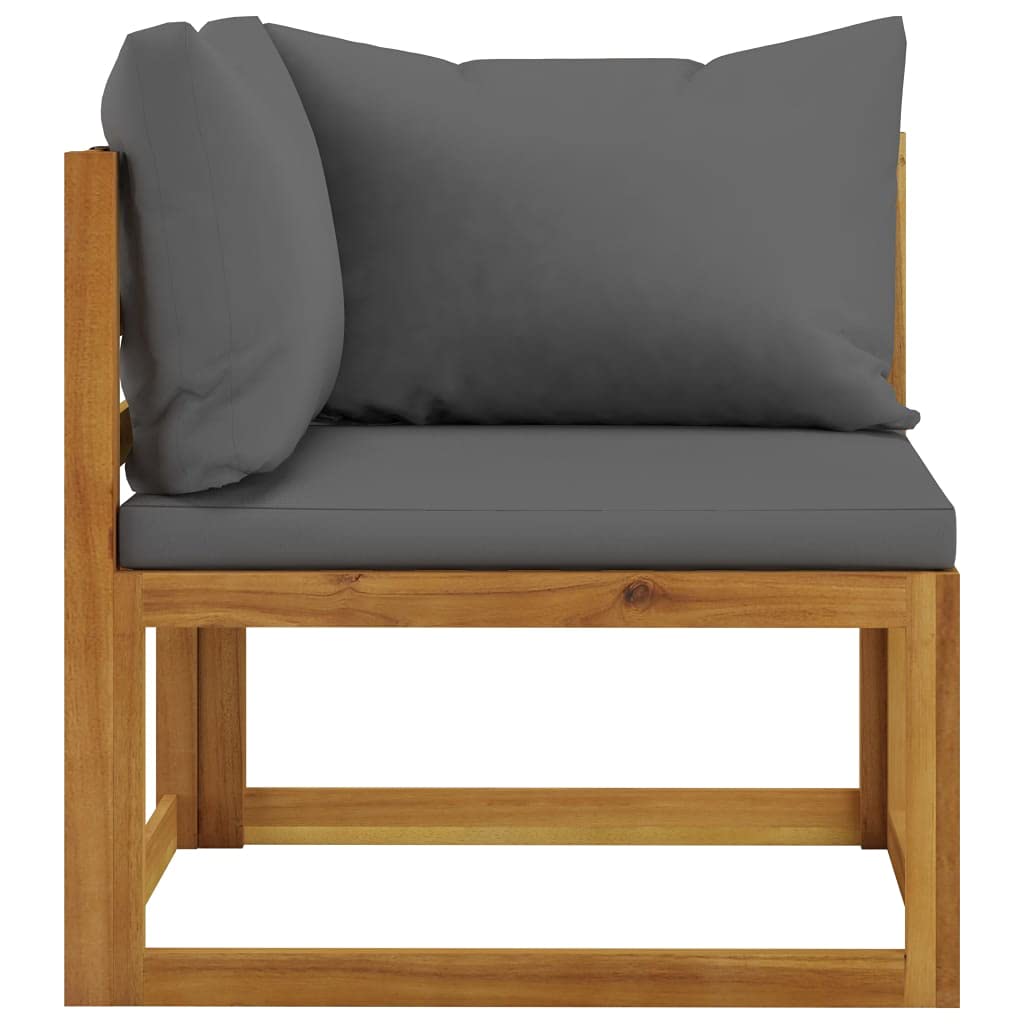 Premium 6-Piece Acacia Wood Outdoor Lounge Set with Dark Gray Cushions - Modern Patio Furniture with Coffee Table, Sofa & Ottoman - Weather-Resistant Garden Set for Backyard, Poolside or Terrace Relaxation