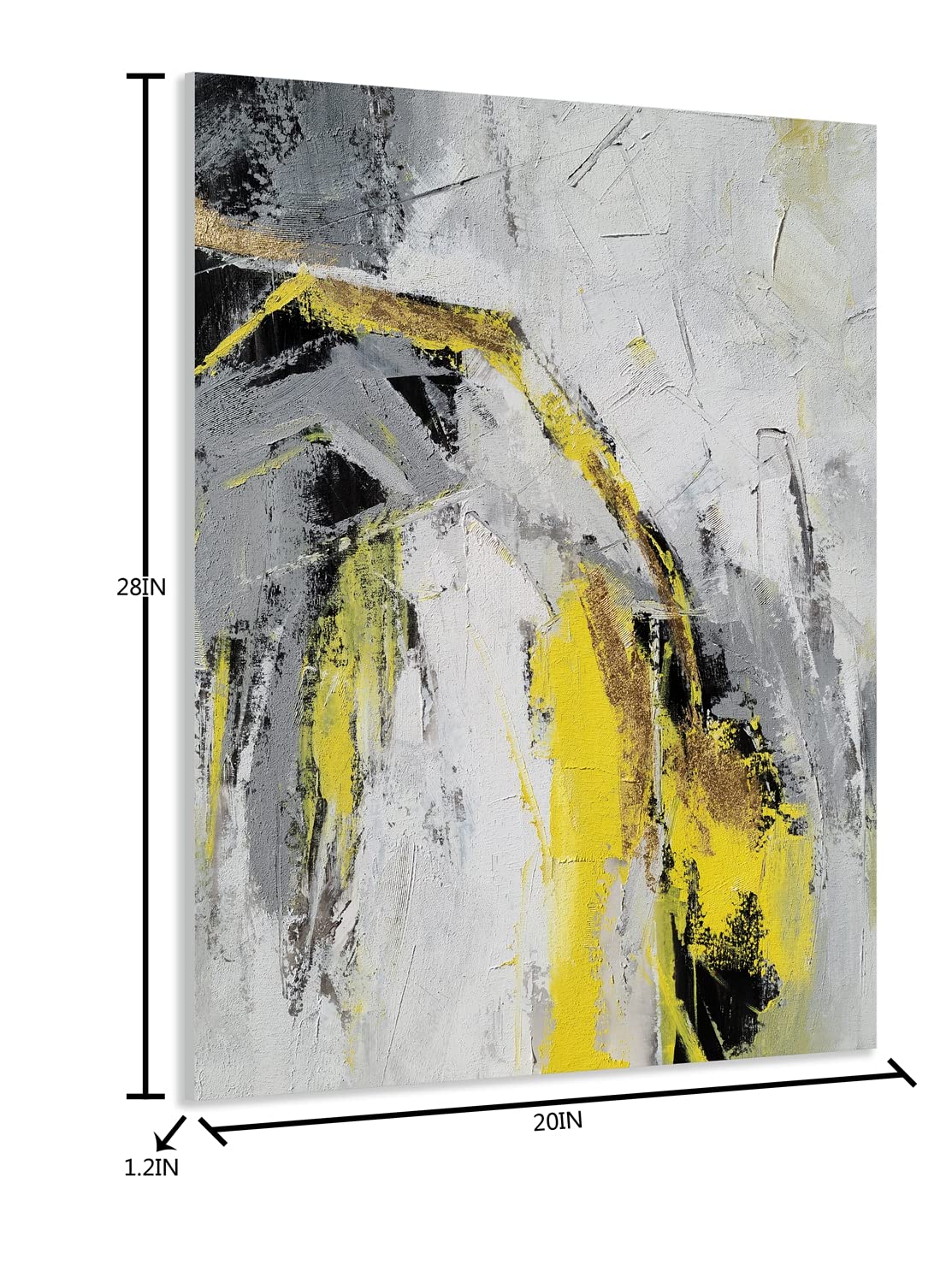 GALLERIEWALLA Modern Abstract Canvas Wall Art - Black Grey Yellow Painting for Living Room, Office, Hallway Decor - Perfect for Home & Office Interior Design