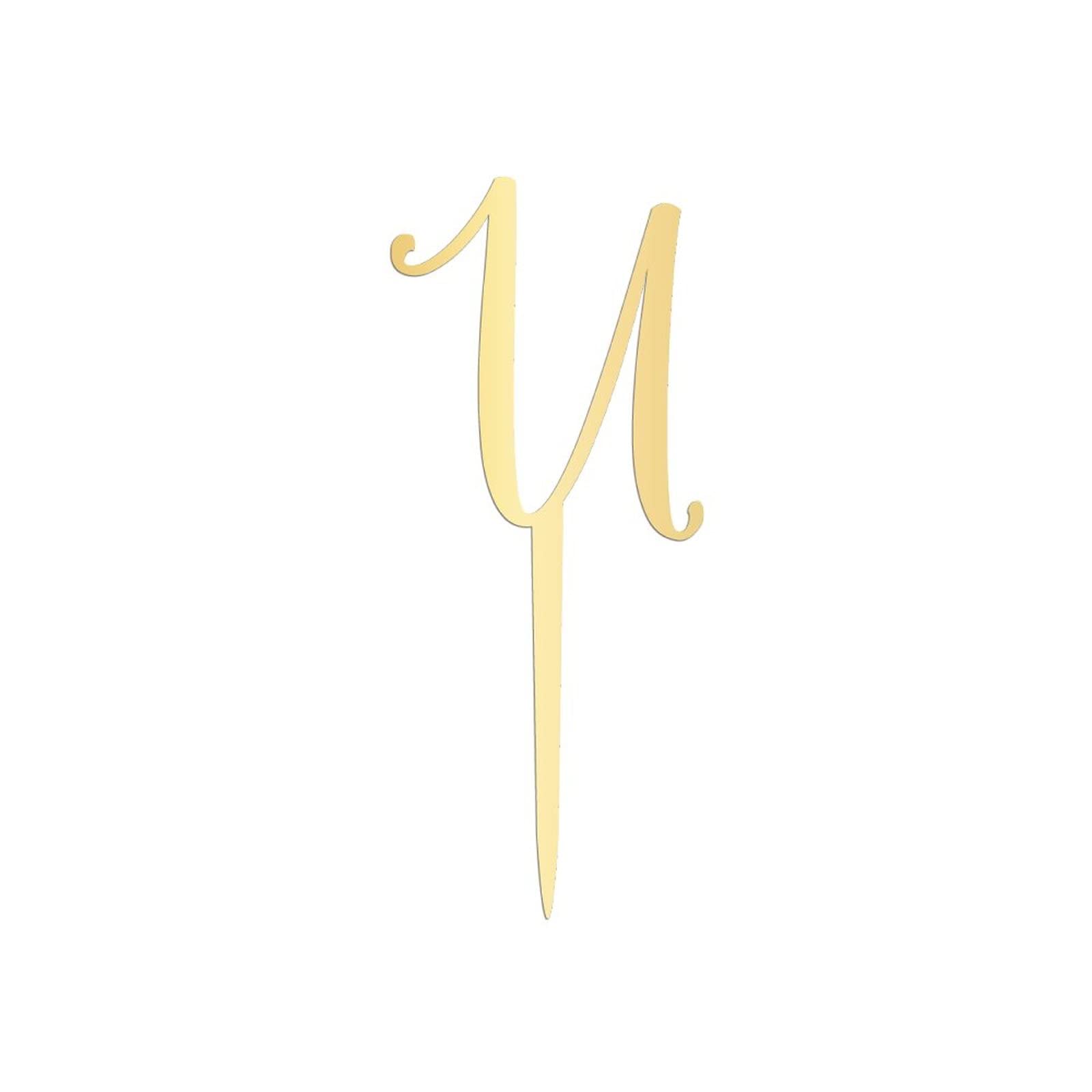 Gold Glitter Letter U Cake Topper - Personalized Acrylic Initial Cake Decor for Birthday Parties & Rustic Weddings | Perfect for Anniversary, Baby Shower, and Celebration Cakes