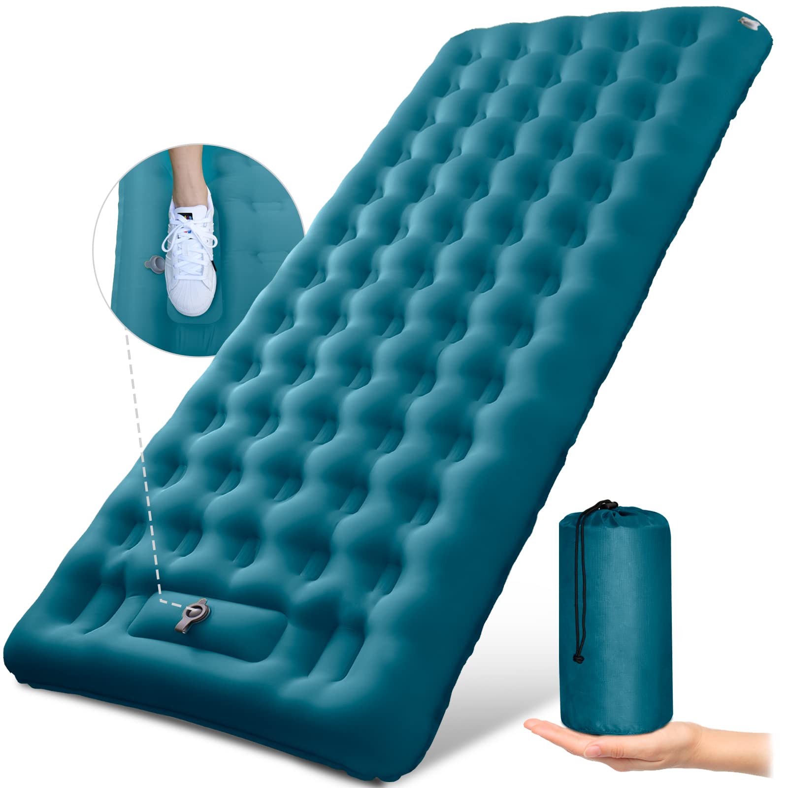 KKUP2U 5 Inch Thick Sleeping Pad - Waterproof Camping Mattress with Built-in Foot Pump, Ultralight Air Mattress for Backpacking, Hiking & Tent Camping | Perfect for Outdoor Adventures & Travel
