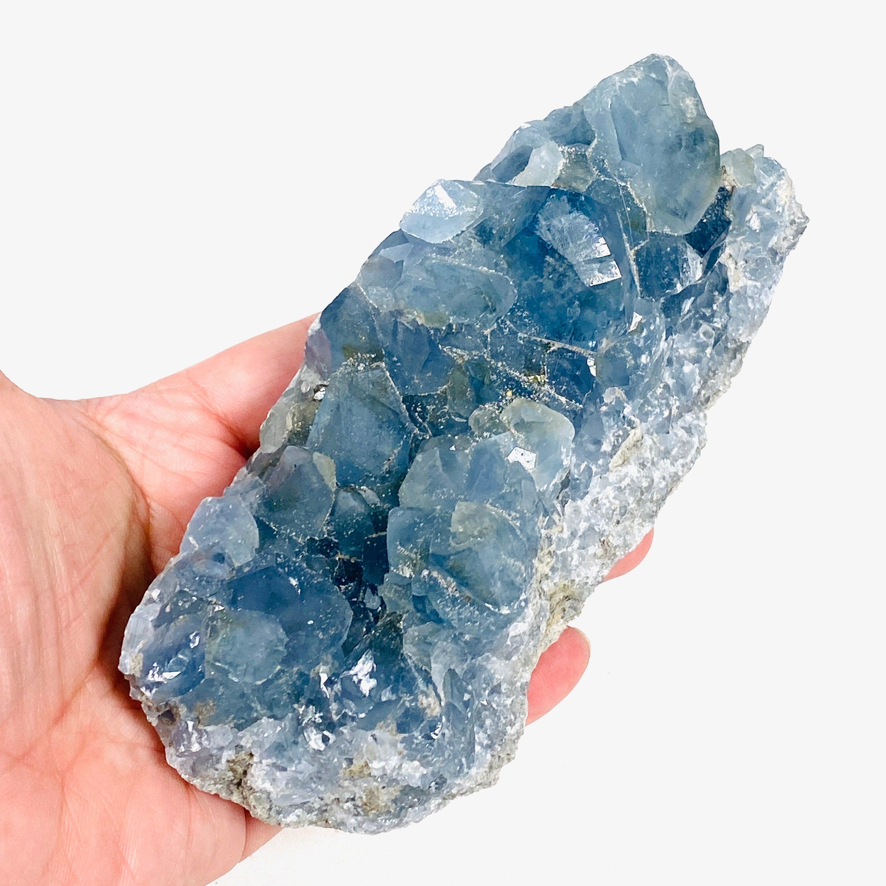 Natural Celestite Crystal Cluster - Healing Stone for Meditation, Energy Cleansing & Home Decor (CEL 02) | Perfect for Yoga Spaces, Reiki Healing & Spiritual Gifts