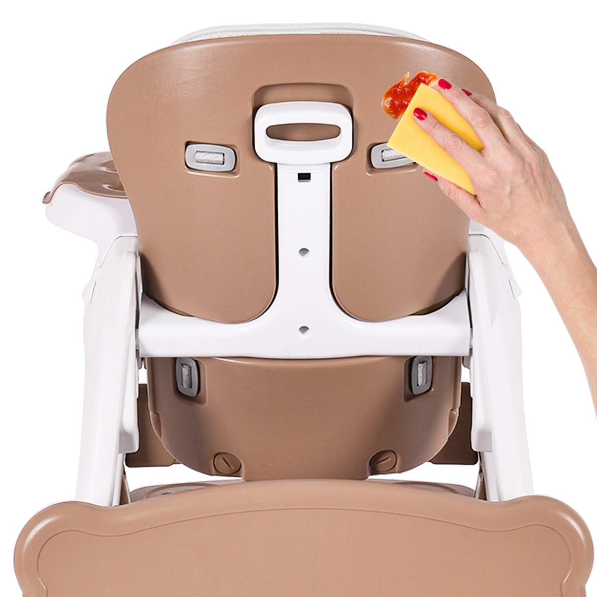 Costzon 3-in-1 Convertible Baby High Chair & Booster Seat with Adjustable Feeding Tray - Adjustable Height & Reclining Back - 5-Point Safety Harness - Perfect for Infants & Toddlers at Home or Restaurant (Brown)