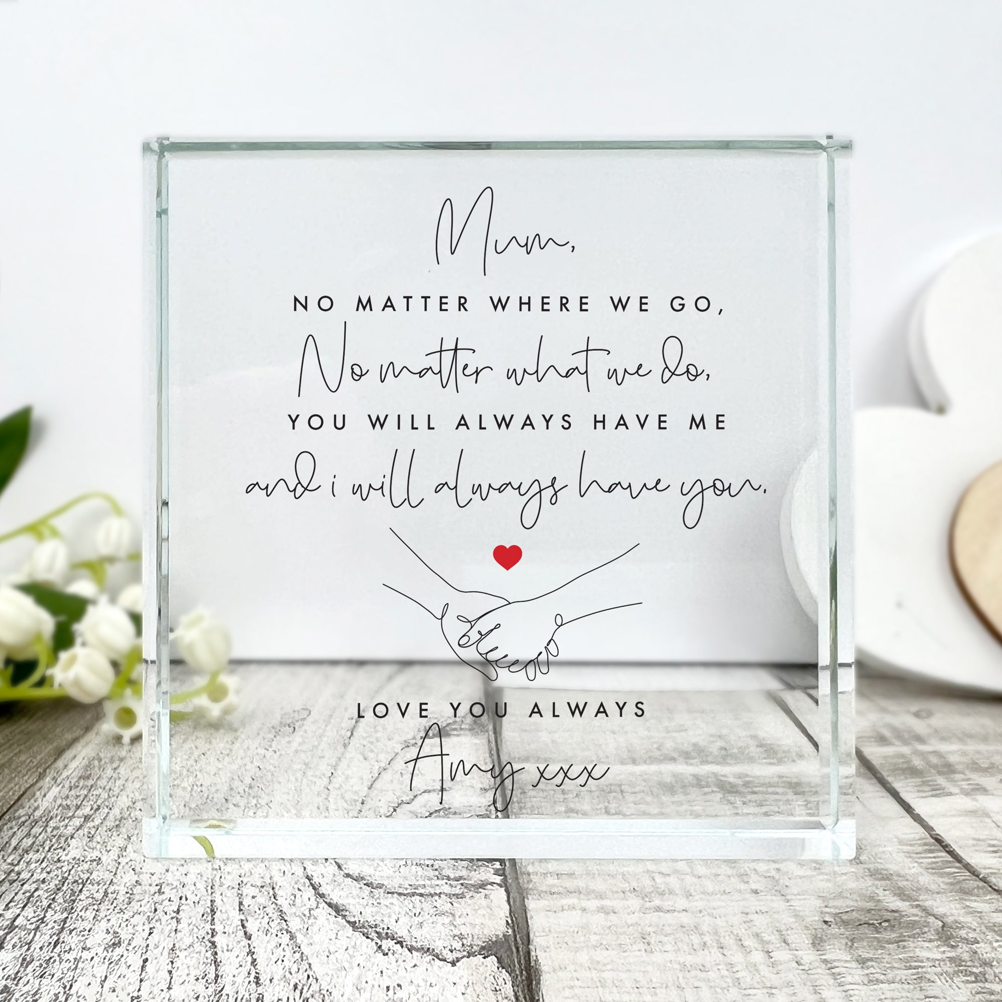 Personalized 'You'll Always Have Me' Engraved Crystal Keepsake Gift - Perfect for Anniversaries, Weddings & Romantic Occasions